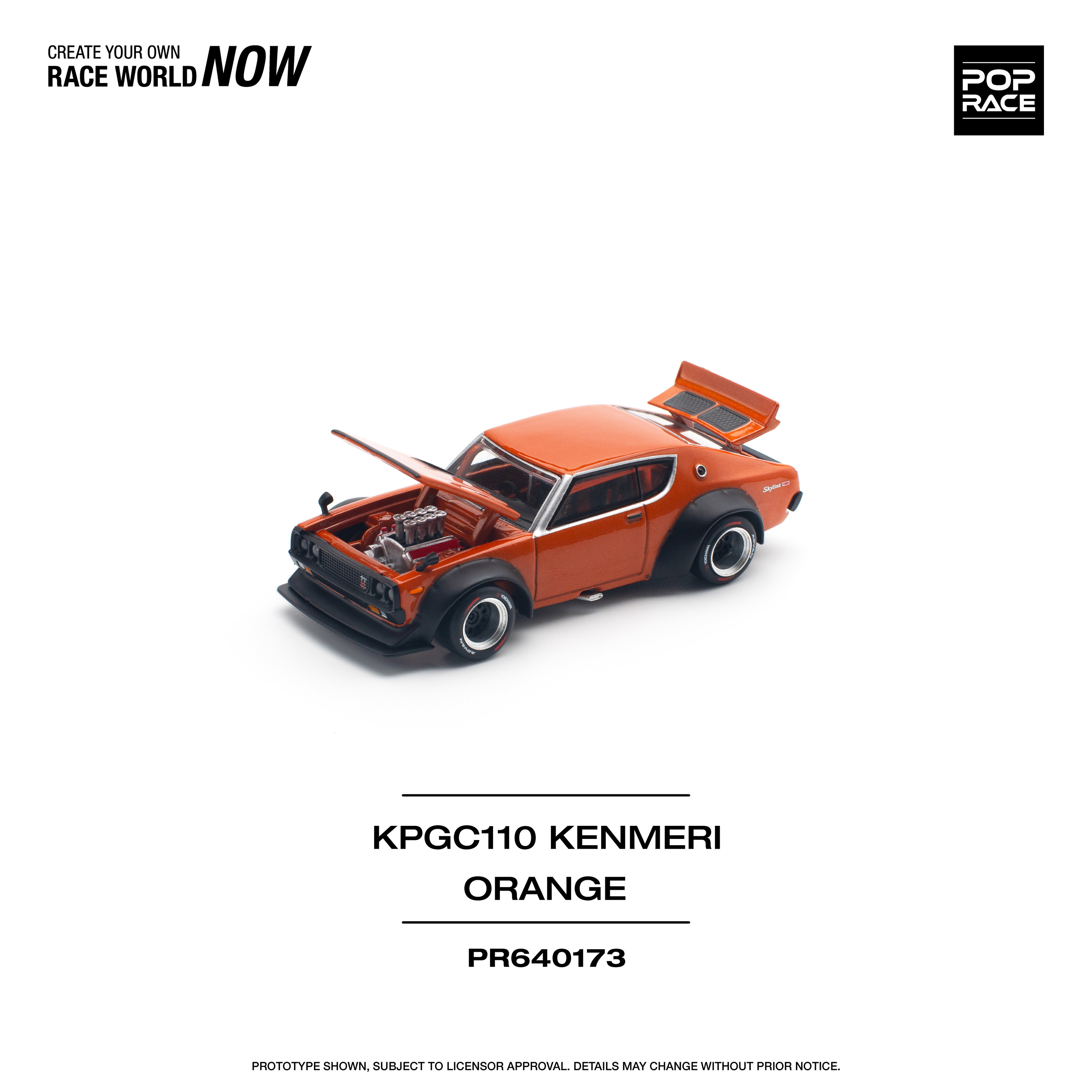 POP RACE MODEL 1/64 SKYLINE GT-R V8 DRIFT (KENMERI) - ORANGE_4