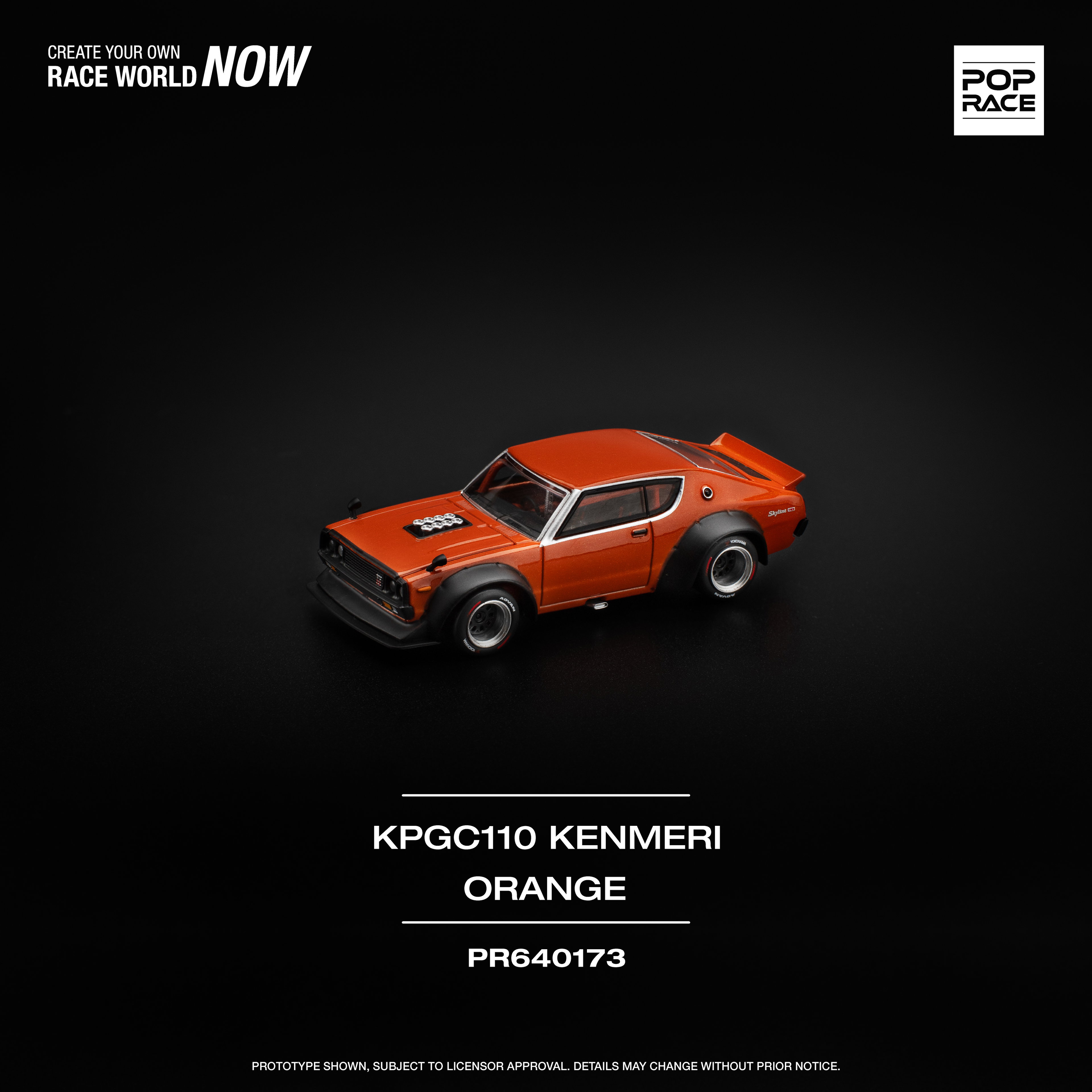 POP RACE MODEL 1/64 SKYLINE GT-R V8 DRIFT (KENMERI) - ORANGE_12