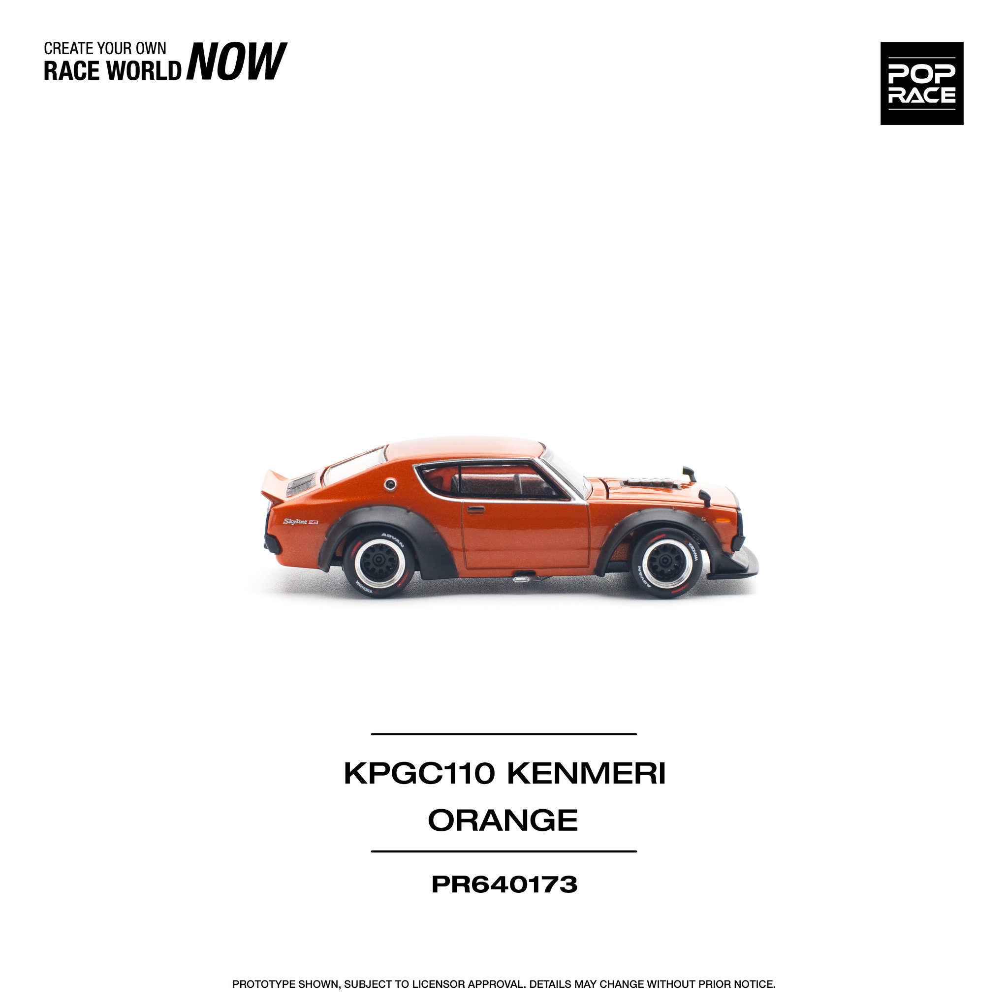 POP RACE MODEL 1/64 SKYLINE GT-R V8 DRIFT (KENMERI) - ORANGE_7