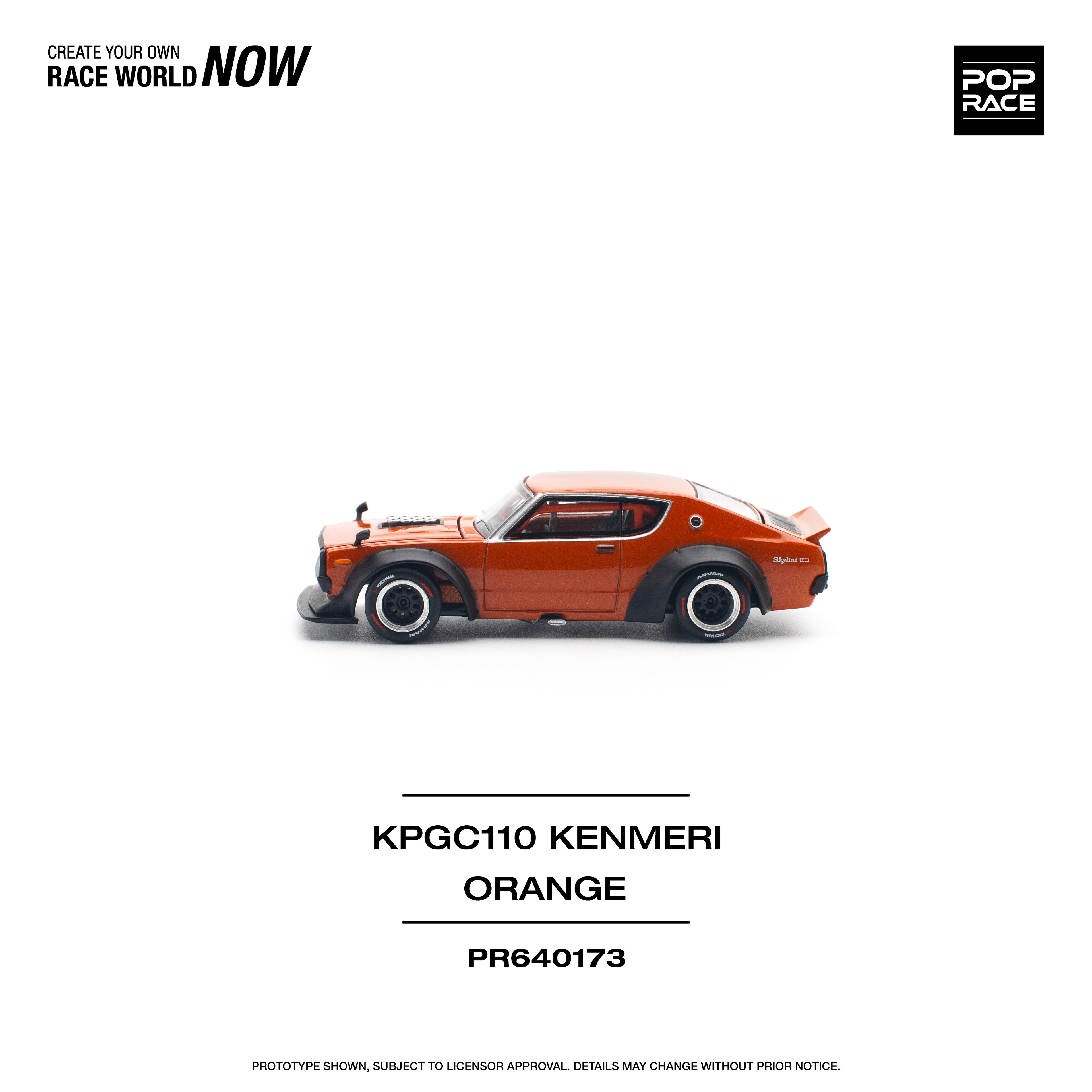 POP RACE MODEL 1/64 SKYLINE GT-R V8 DRIFT (KENMERI) - ORANGE_10