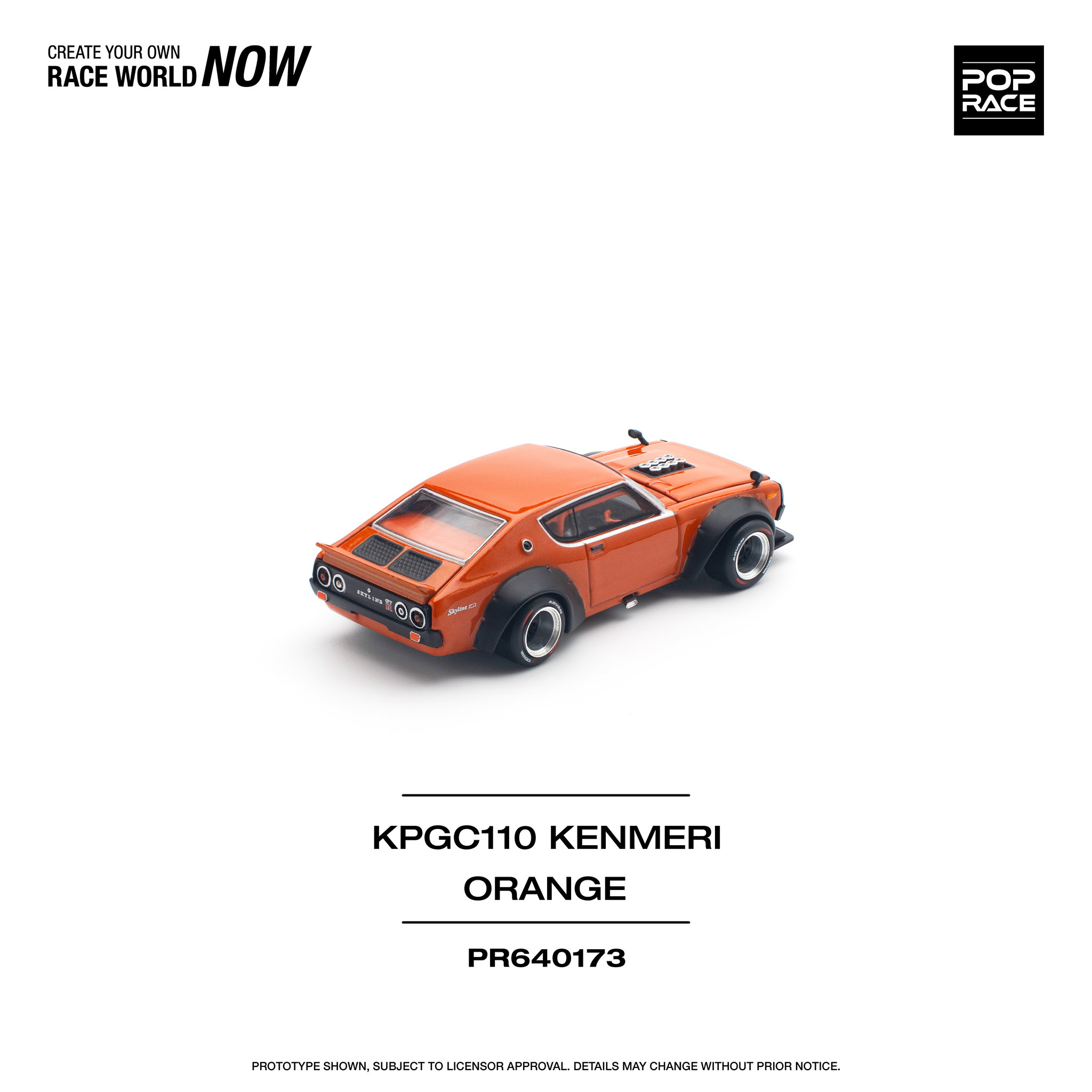 POP RACE MODEL 1/64 SKYLINE GT-R V8 DRIFT (KENMERI) - ORANGE_5