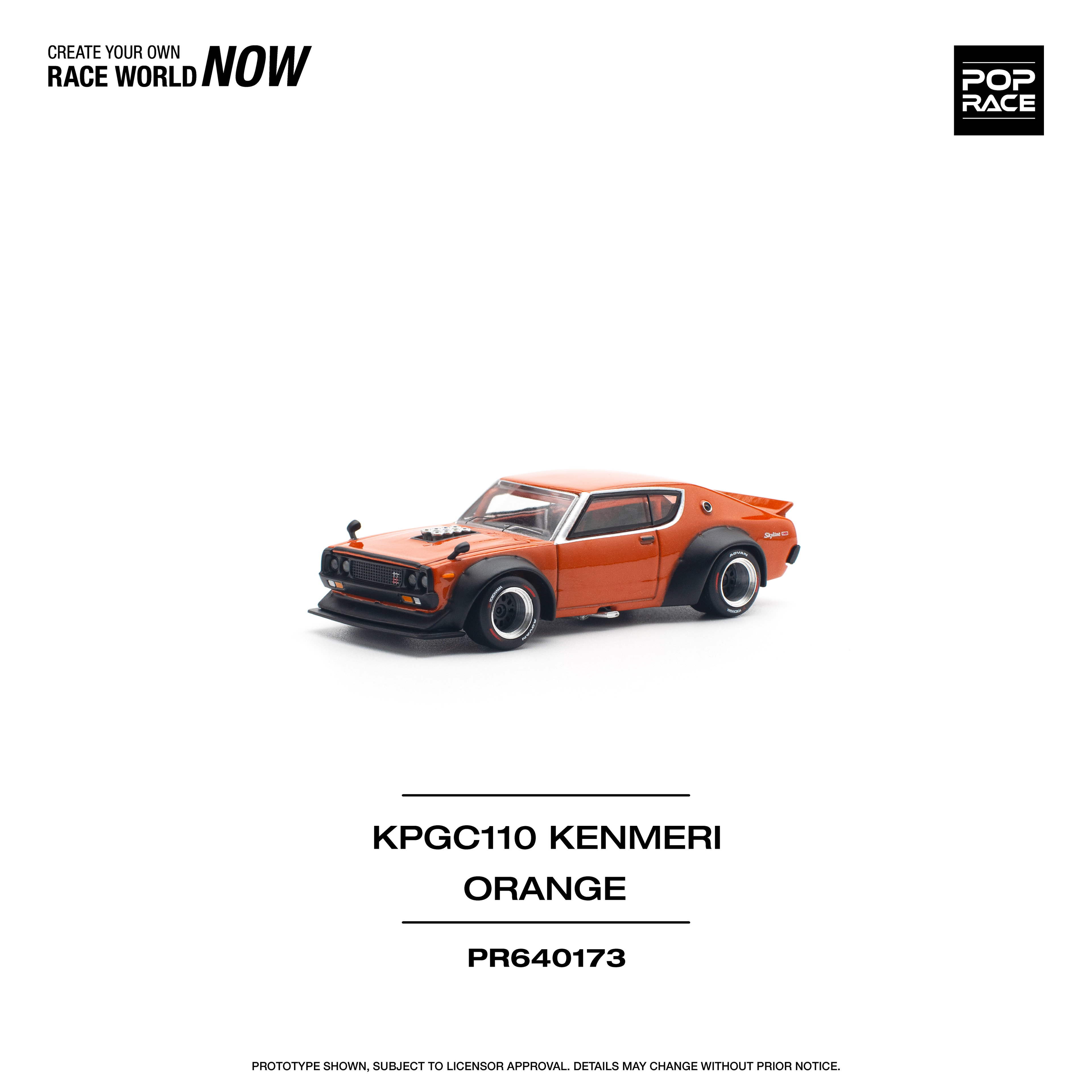 POP RACE MODEL 1/64 SKYLINE GT-R V8 DRIFT (KENMERI) - ORANGE_9