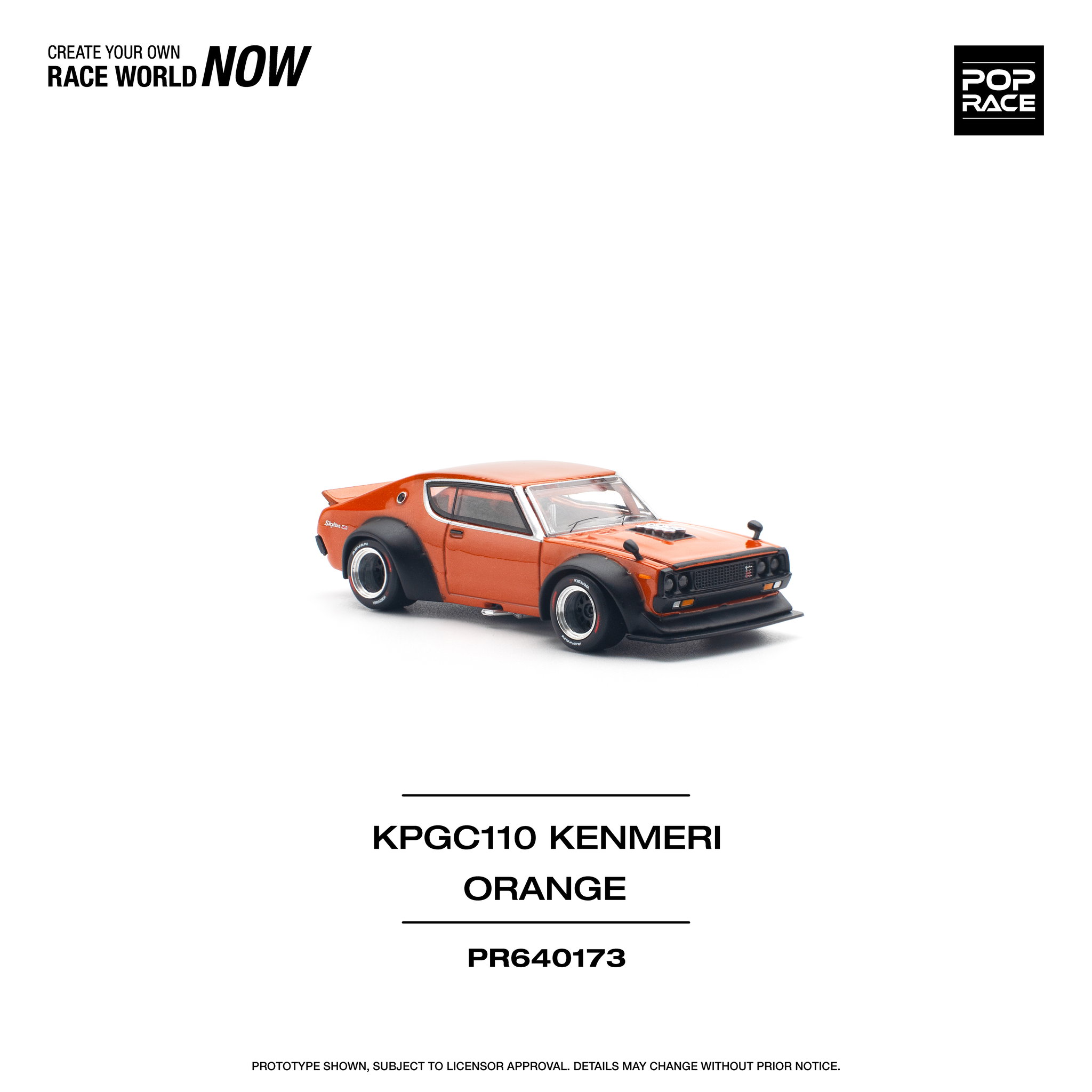 POP RACE MODEL 1/64 SKYLINE GT-R V8 DRIFT (KENMERI) - ORANGE_8