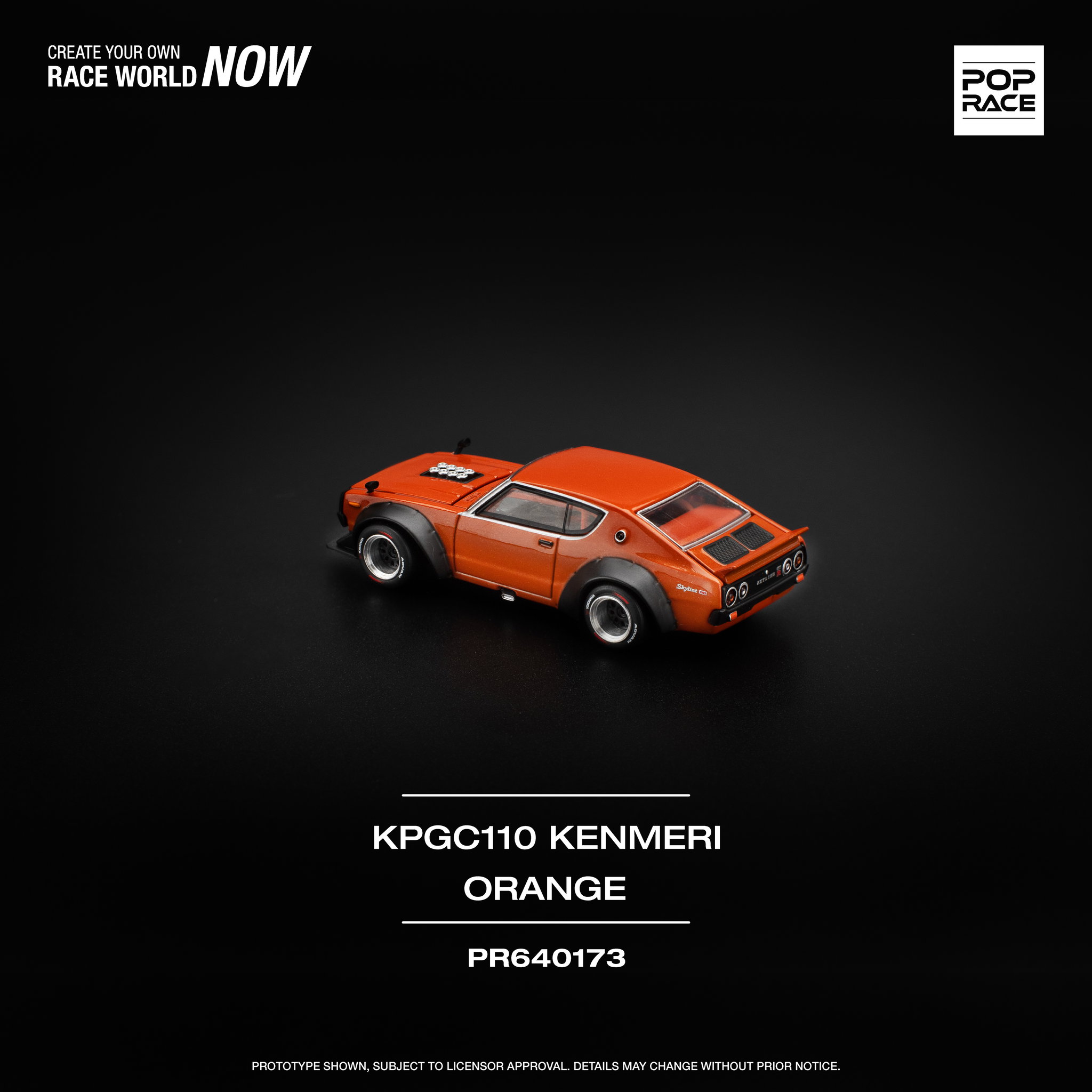 POP RACE MODEL 1/64 SKYLINE GT-R V8 DRIFT (KENMERI) - ORANGE_14