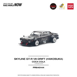 POP RACE MODEL 1/64  SKYLINE GT-R V8 DRIFT (HAKOSUKA) COCA COLA ZERO - BLACK CHROME