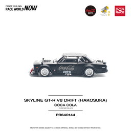 POP RACE MODEL 1/64  SKYLINE GT-R V8 DRIFT (HAKOSUKA) COCA COLA ZERO - BLACK CHROME