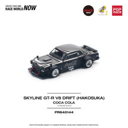POP RACE MODEL 1/64  SKYLINE GT-R V8 DRIFT (HAKOSUKA) COCA COLA ZERO - BLACK CHROME