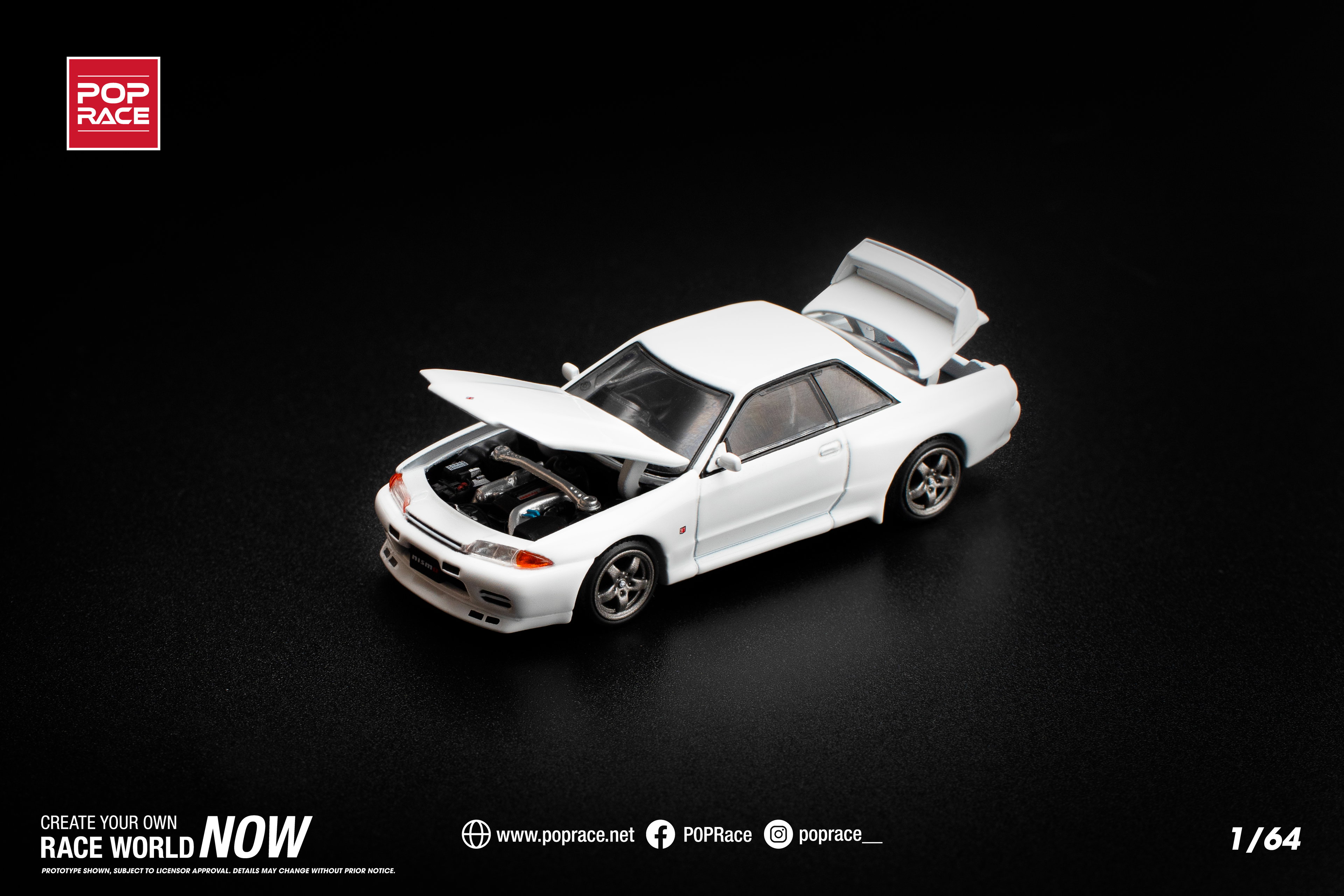 POP RACE MODEL 1/64 NISSAN SKYLINE GT-R R32 - CRYSTAL WHITE_1