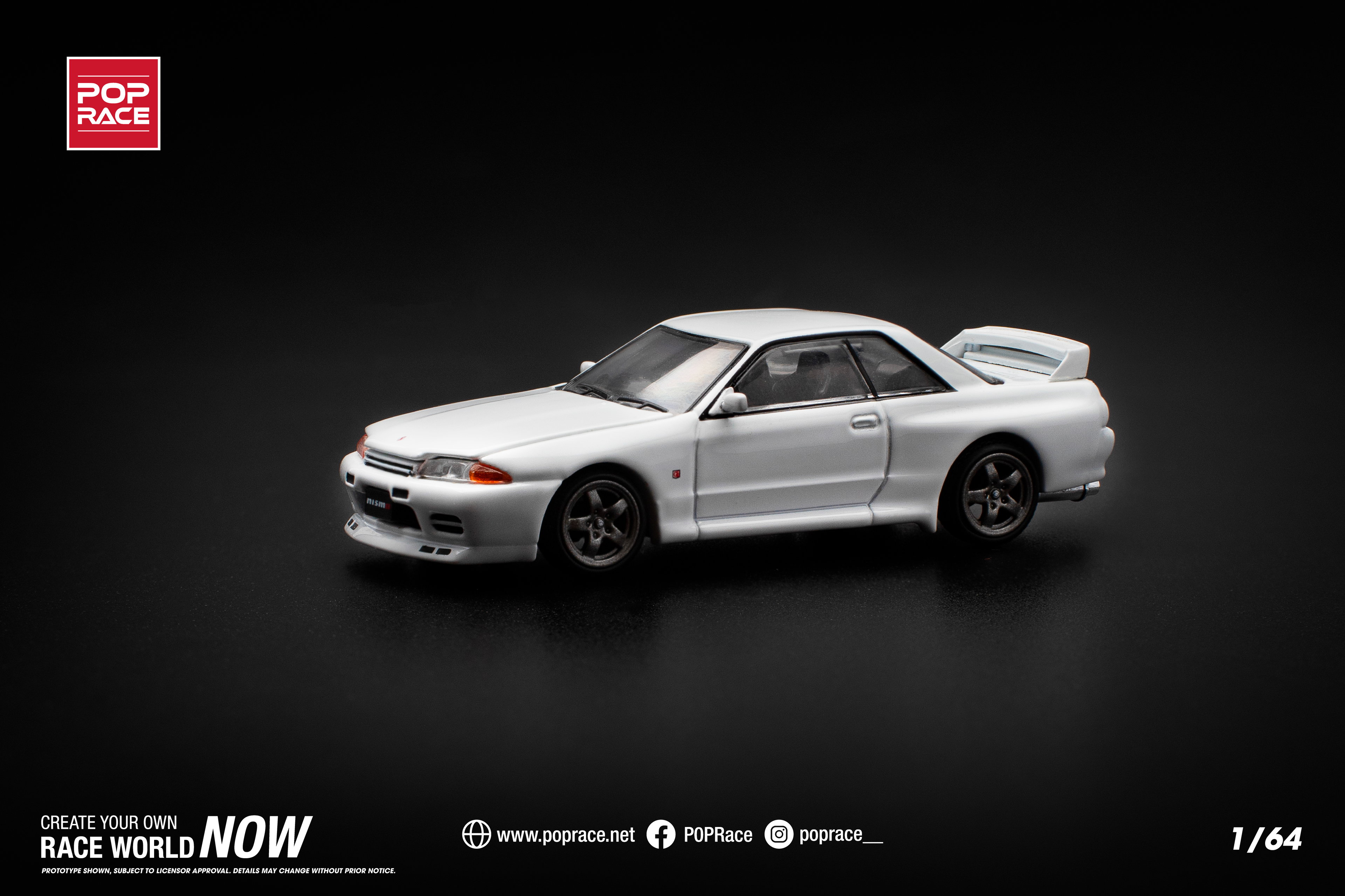 POP RACE MODEL 1/64 NISSAN SKYLINE GT-R R32 - CRYSTAL WHITE_3
