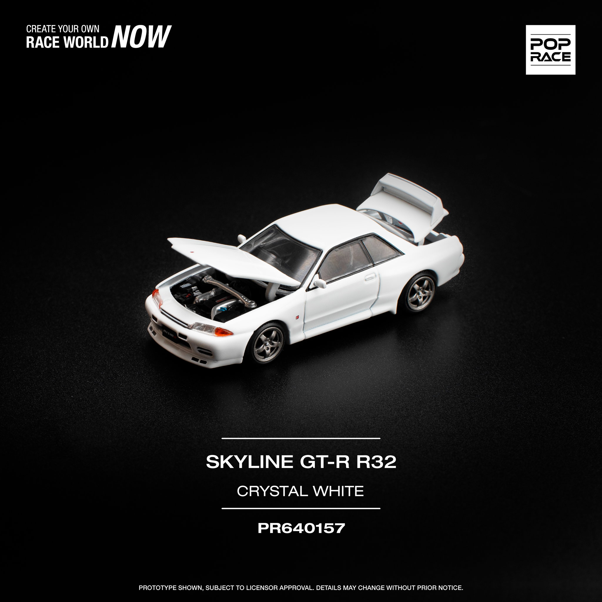POP RACE MODEL 1/64 NISSAN SKYLINE GT-R R32 - CRYSTAL WHITE_4