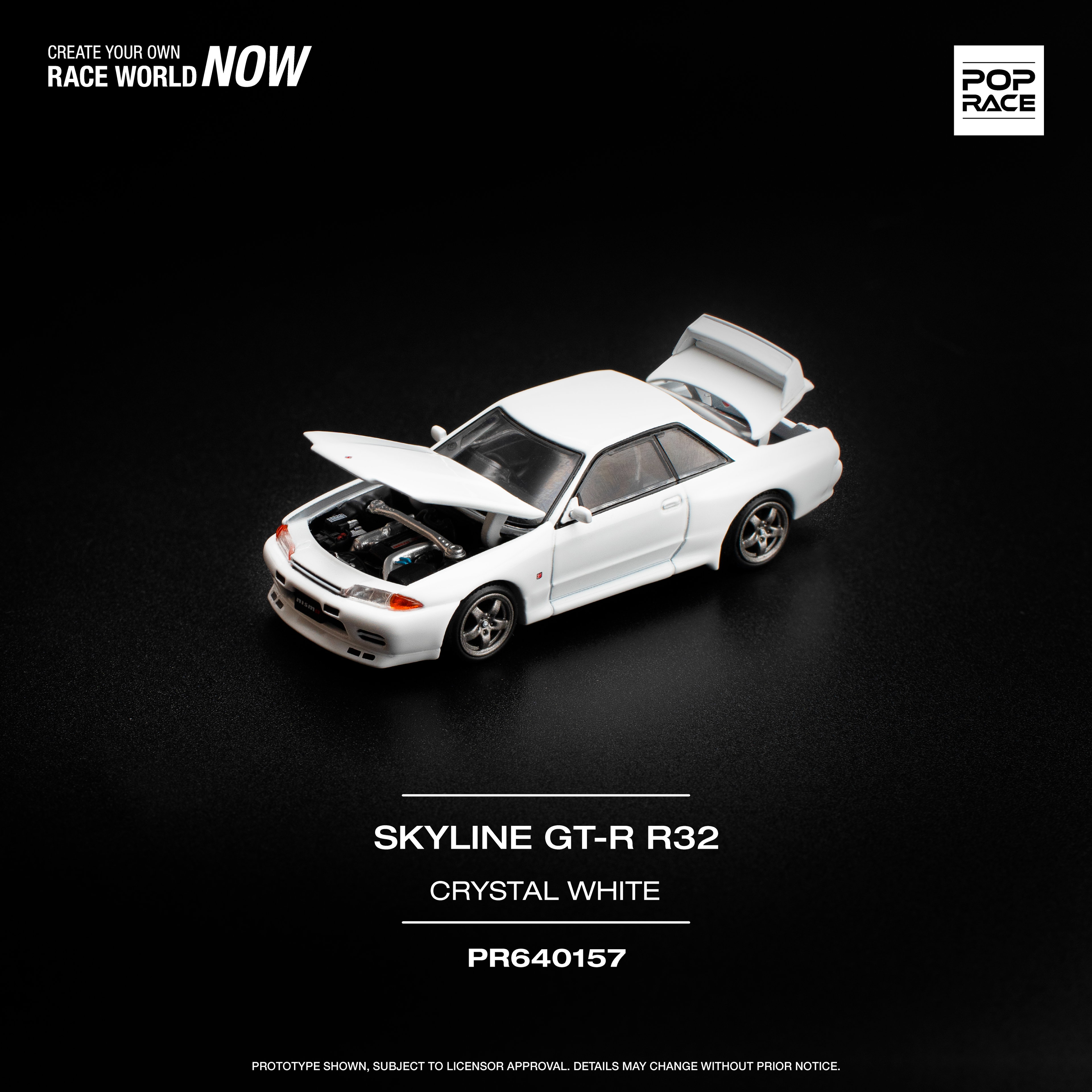 POP RACE MODEL 1/64 NISSAN SKYLINE GT-R R32 - CRYSTAL WHITE_4