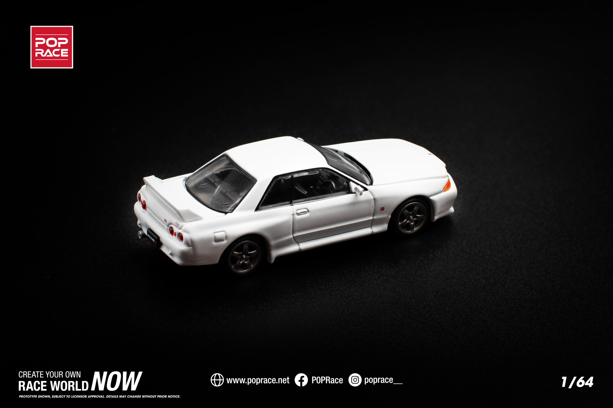 POP RACE MODEL 1/64 NISSAN SKYLINE GT-R R32 - CRYSTAL WHITE_2
