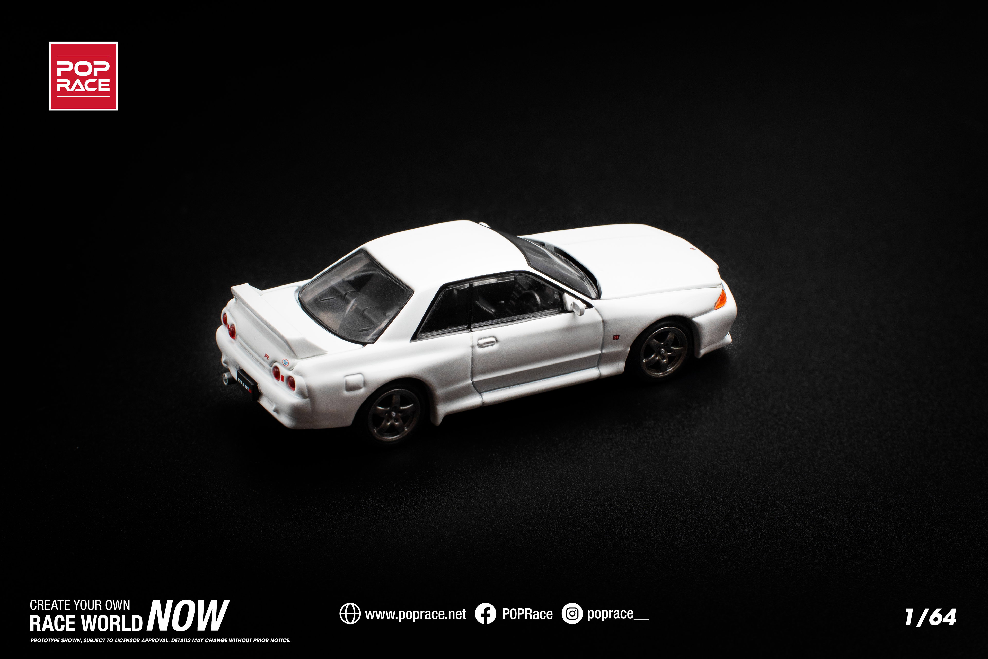 POP RACE MODEL 1/64 NISSAN SKYLINE GT-R R32 - CRYSTAL WHITE_2