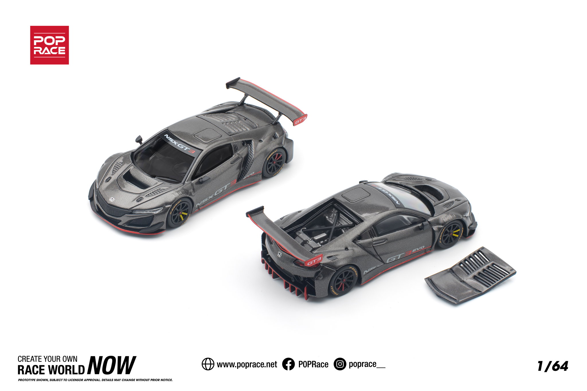 POP RACE MODEL 1/64 HONDA NSX GT3 EVO22 - CARBON EDITION_2