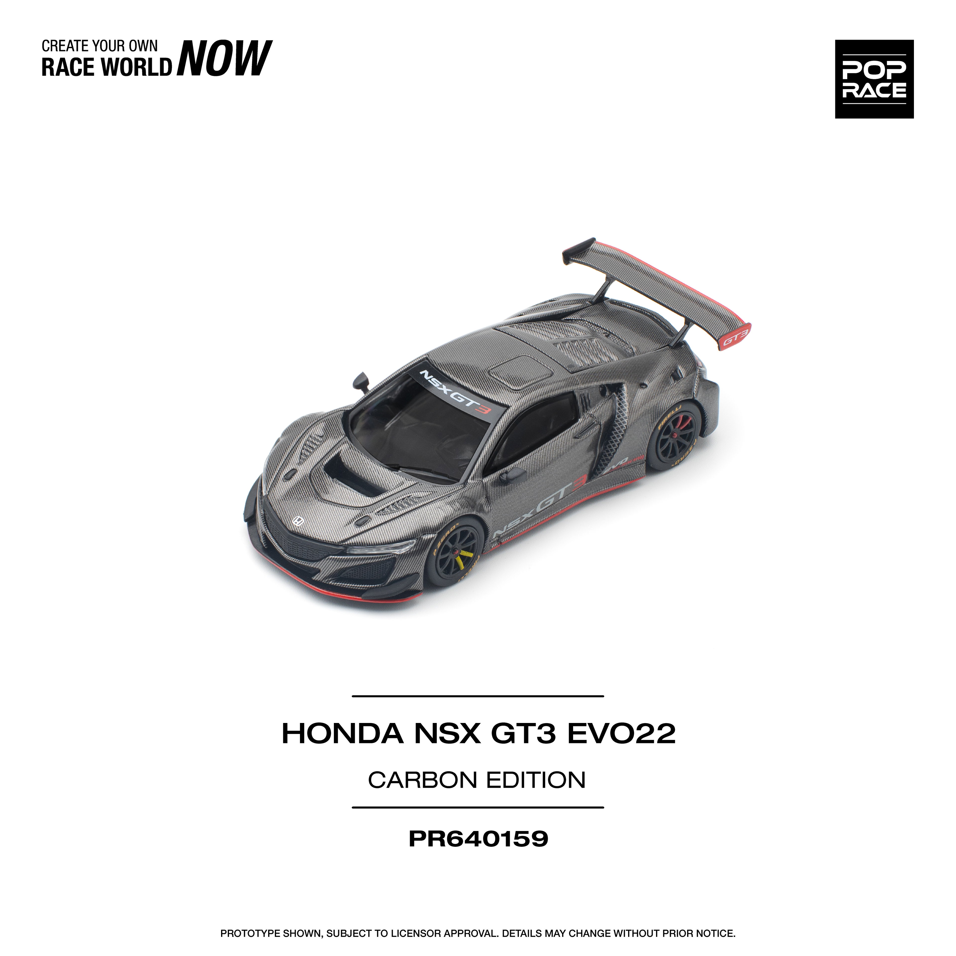 POP RACE MODEL 1/64 HONDA NSX GT3 EVO22 - CARBON EDITION_3