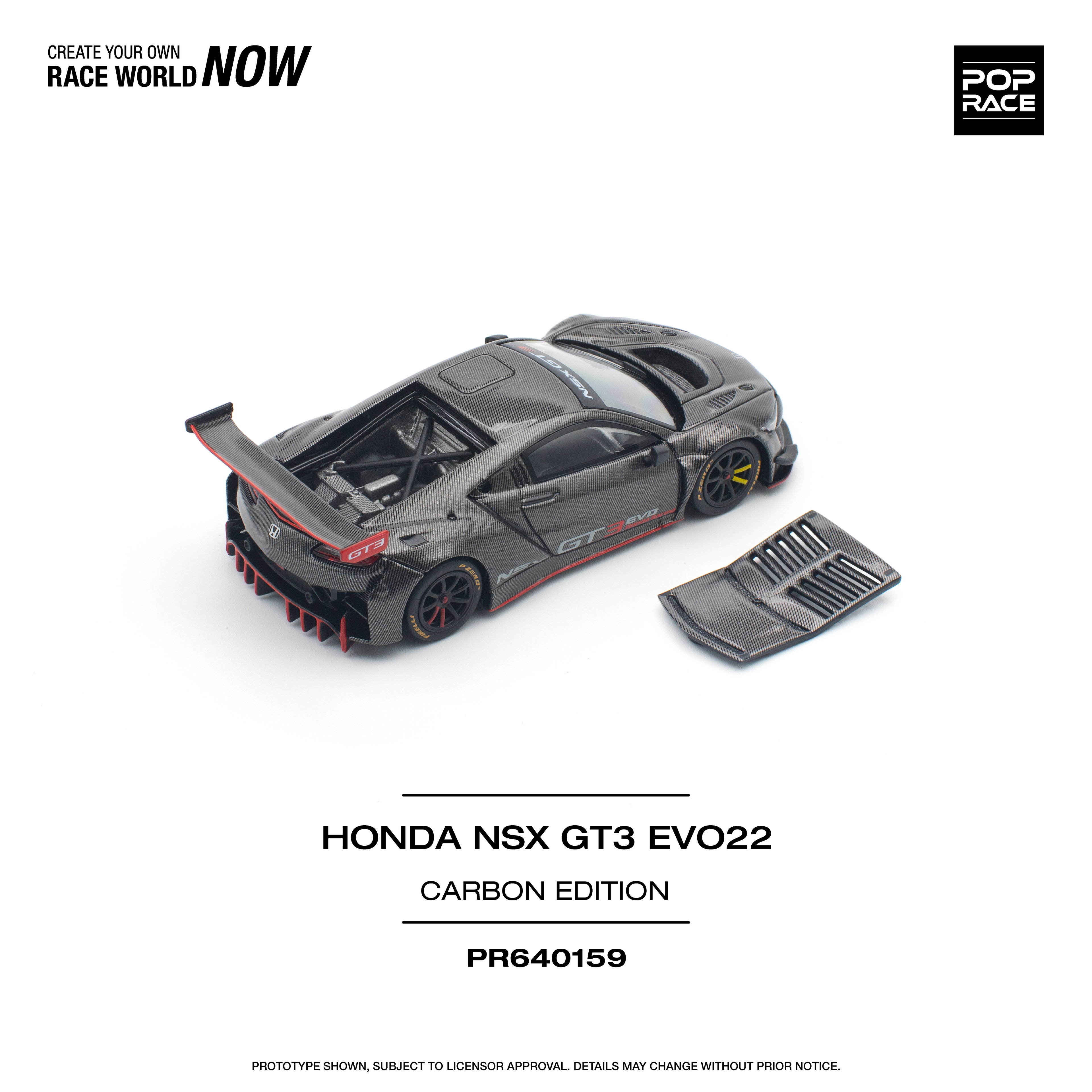 POP RACE MODEL 1/64 HONDA NSX GT3 EVO22 - CARBON EDITION_4