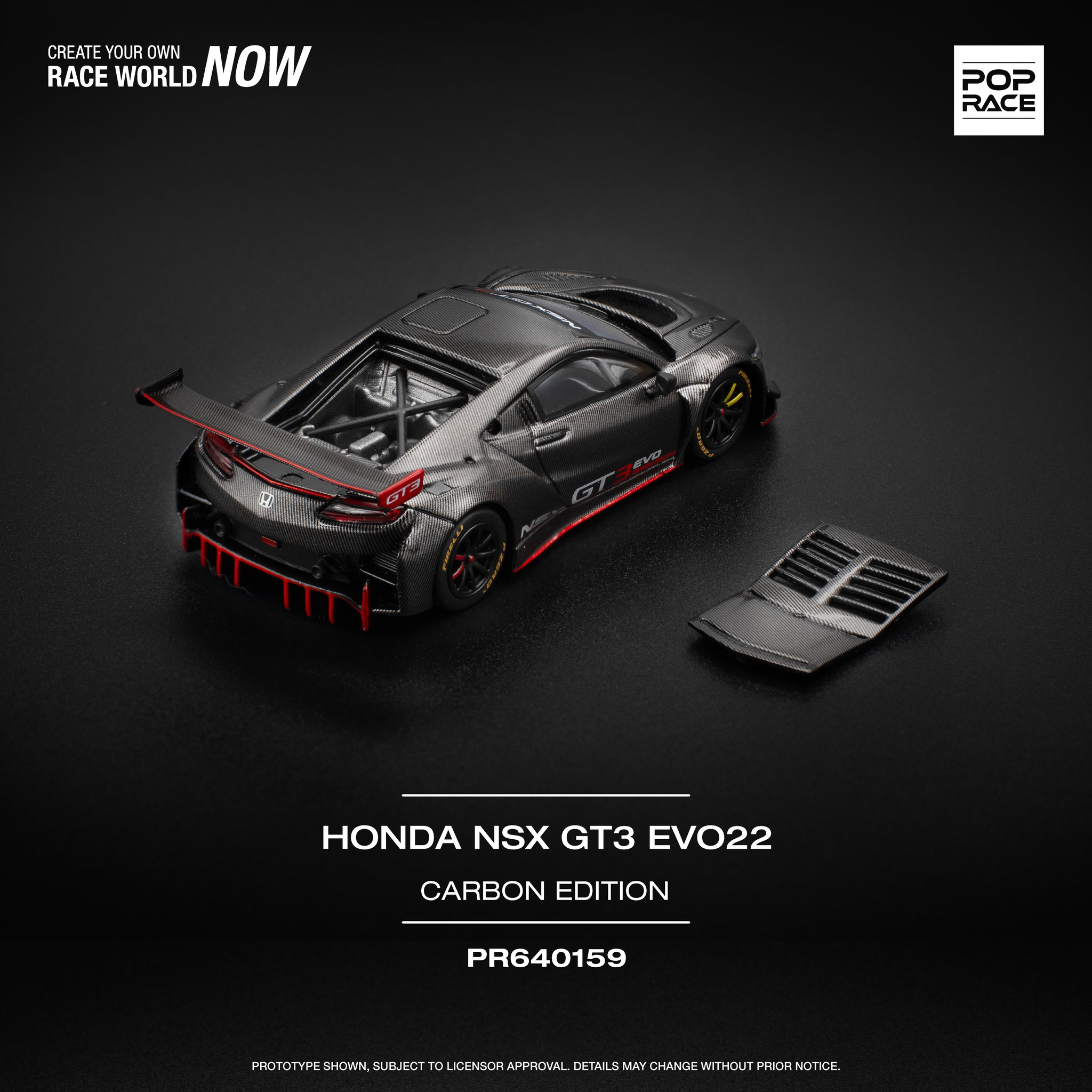 POP RACE MODEL 1/64 HONDA NSX GT3 EVO22 - CARBON EDITION_1