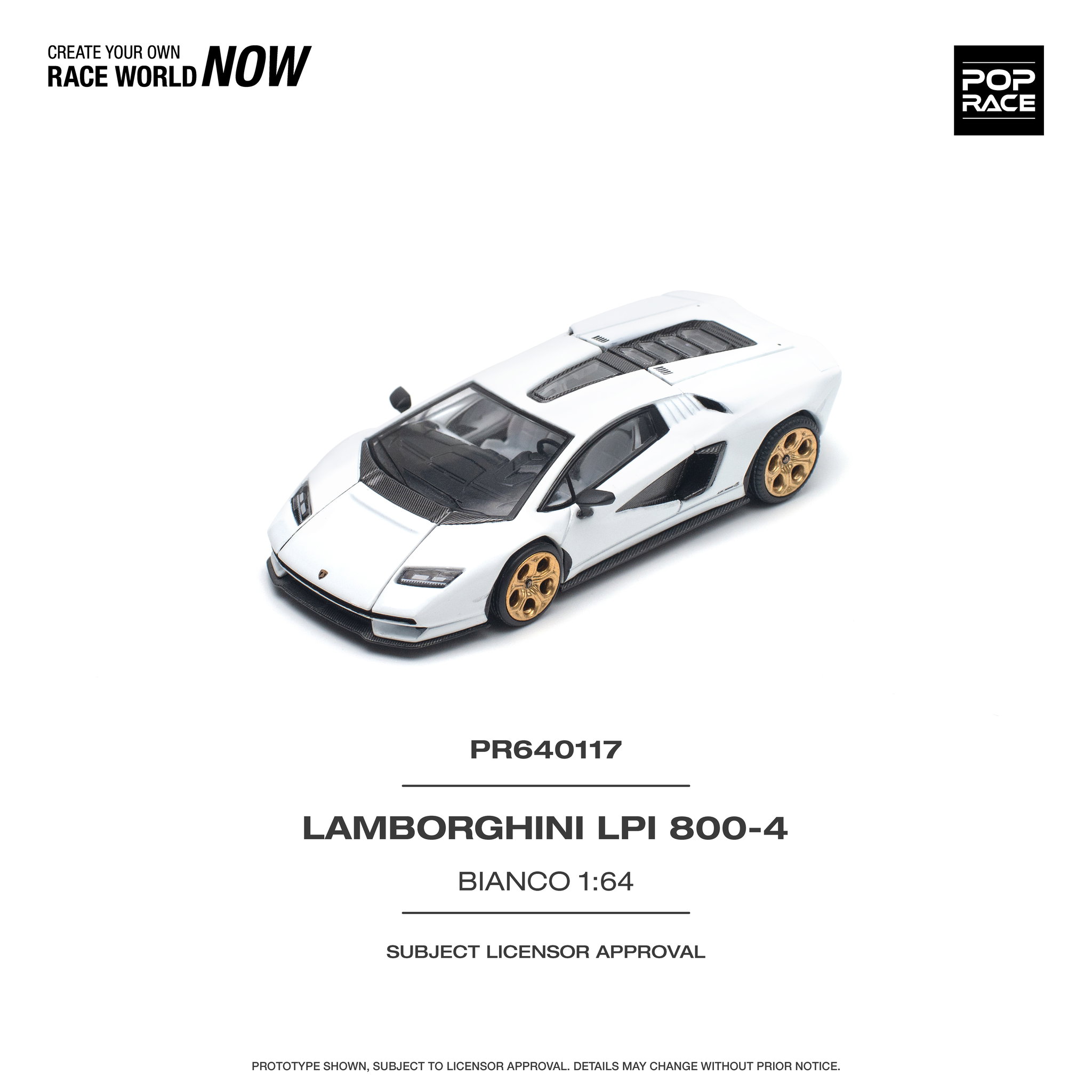 POP RACE MODEL 1/64 LAMBORGHINI COUNTACH LPI 800-4 BIANCO SIDERALE_6