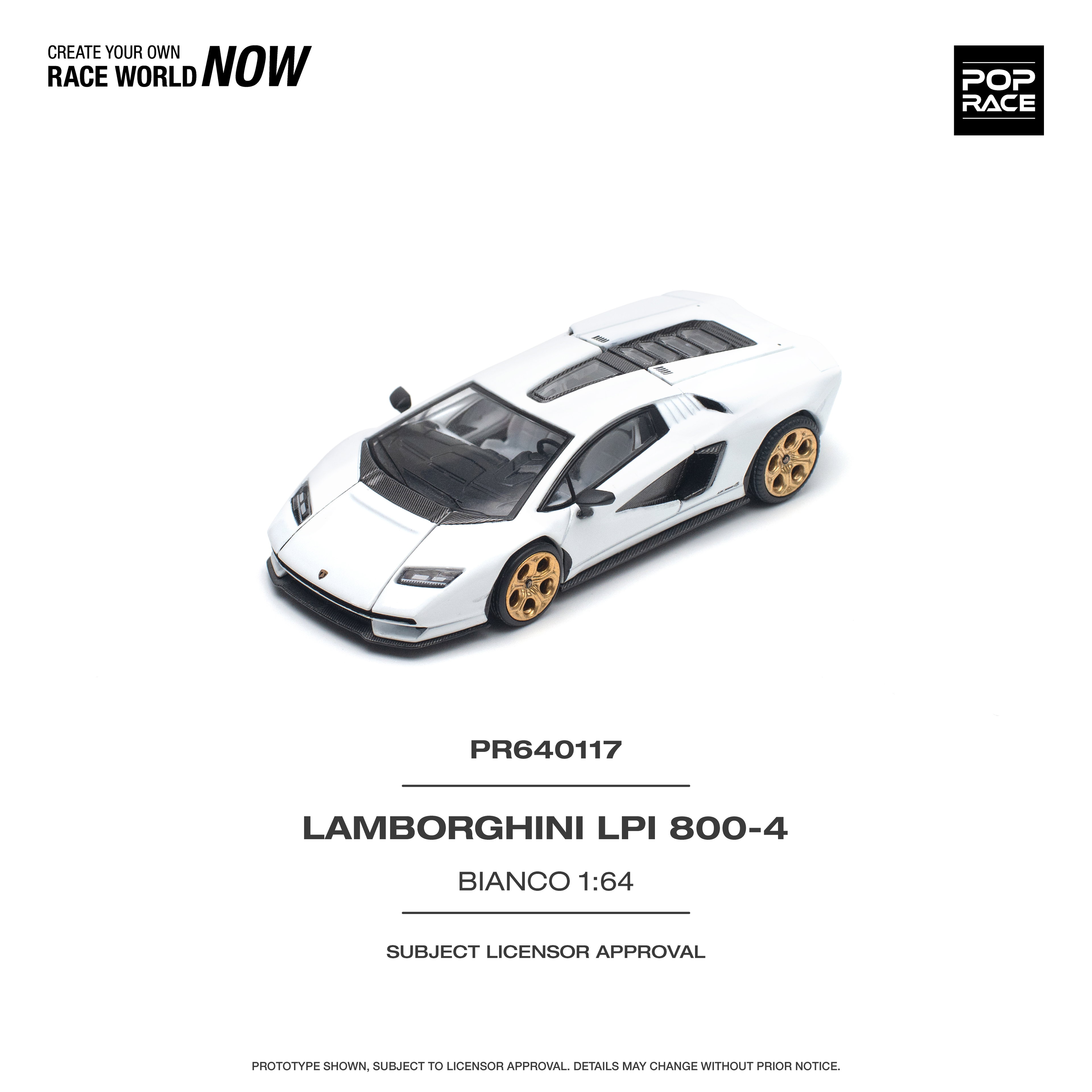 POP RACE MODEL 1/64 LAMBORGHINI COUNTACH LPI 800-4 BIANCO SIDERALE_6