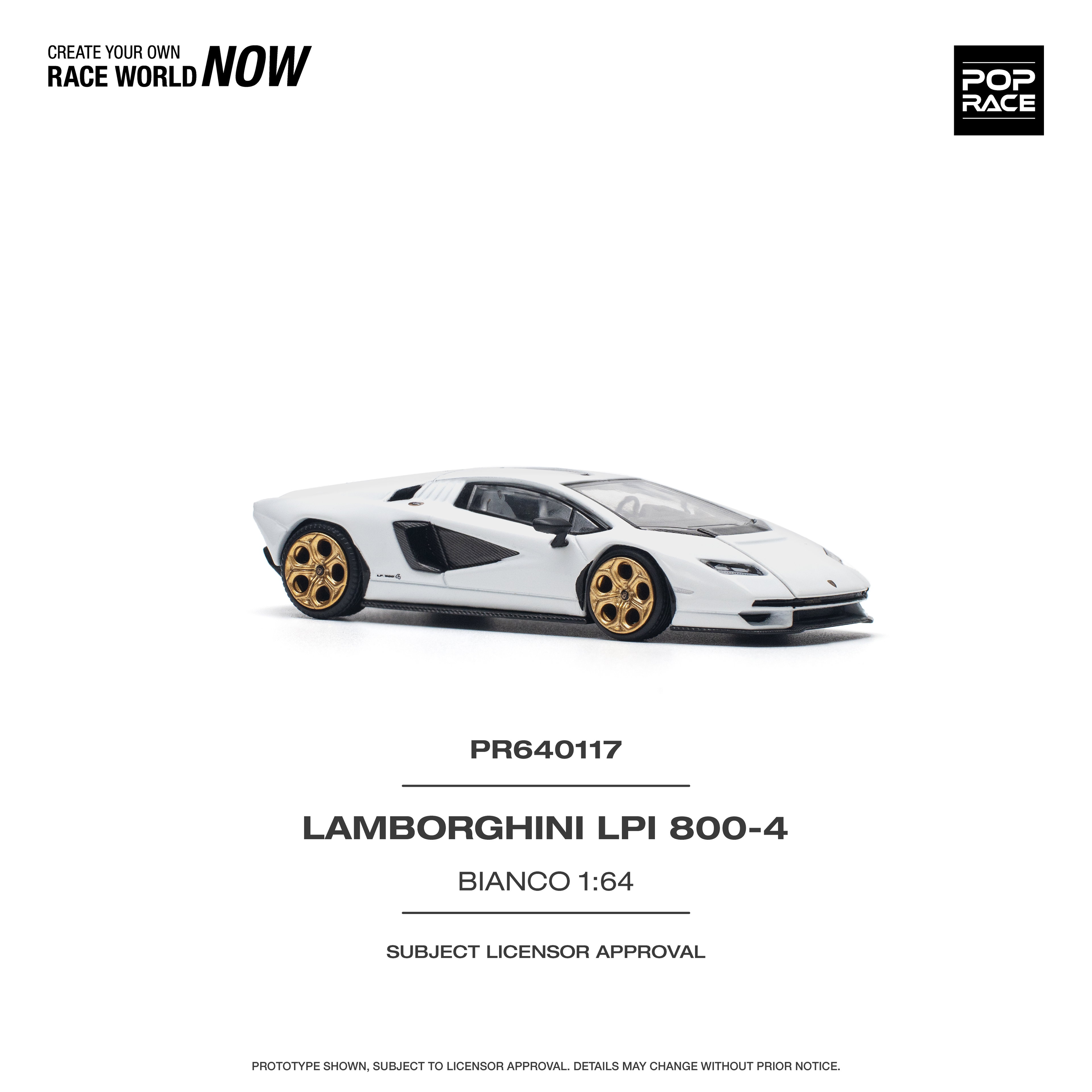 POP RACE MODEL 1/64 LAMBORGHINI COUNTACH LPI 800-4 BIANCO SIDERALE_2