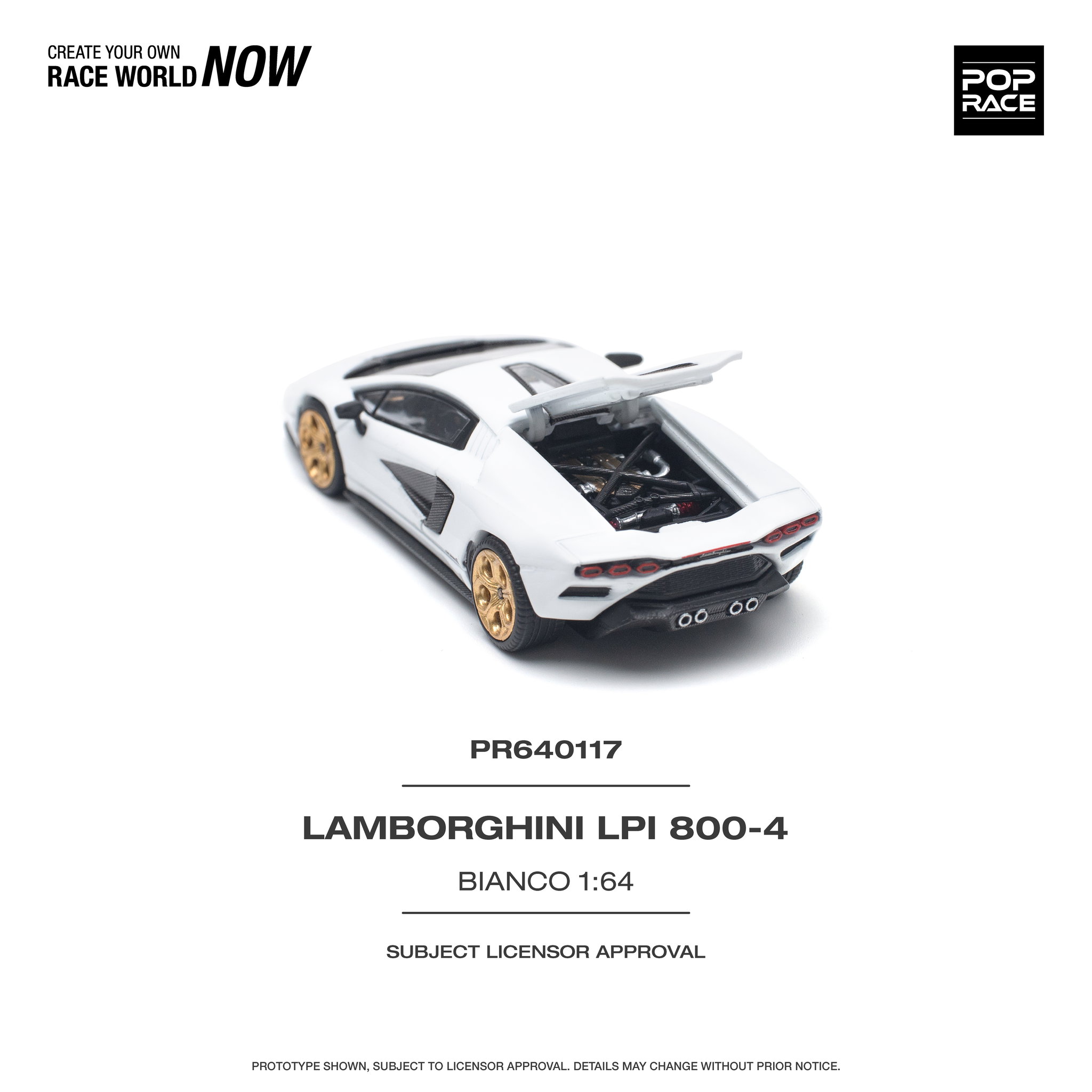 POP RACE MODEL 1/64 LAMBORGHINI COUNTACH LPI 800-4 BIANCO SIDERALE_7