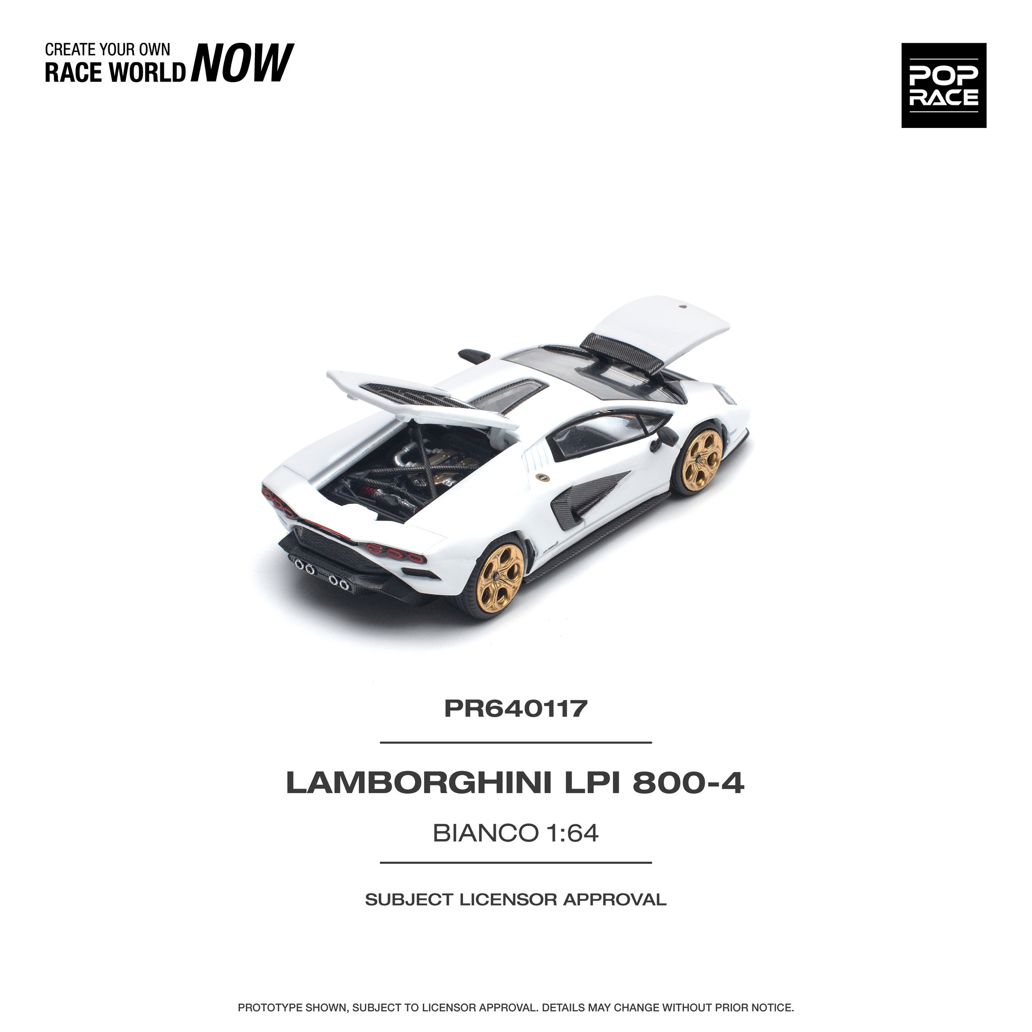 POP RACE MODEL 1/64 LAMBORGHINI COUNTACH LPI 800-4 BIANCO SIDERALE_5