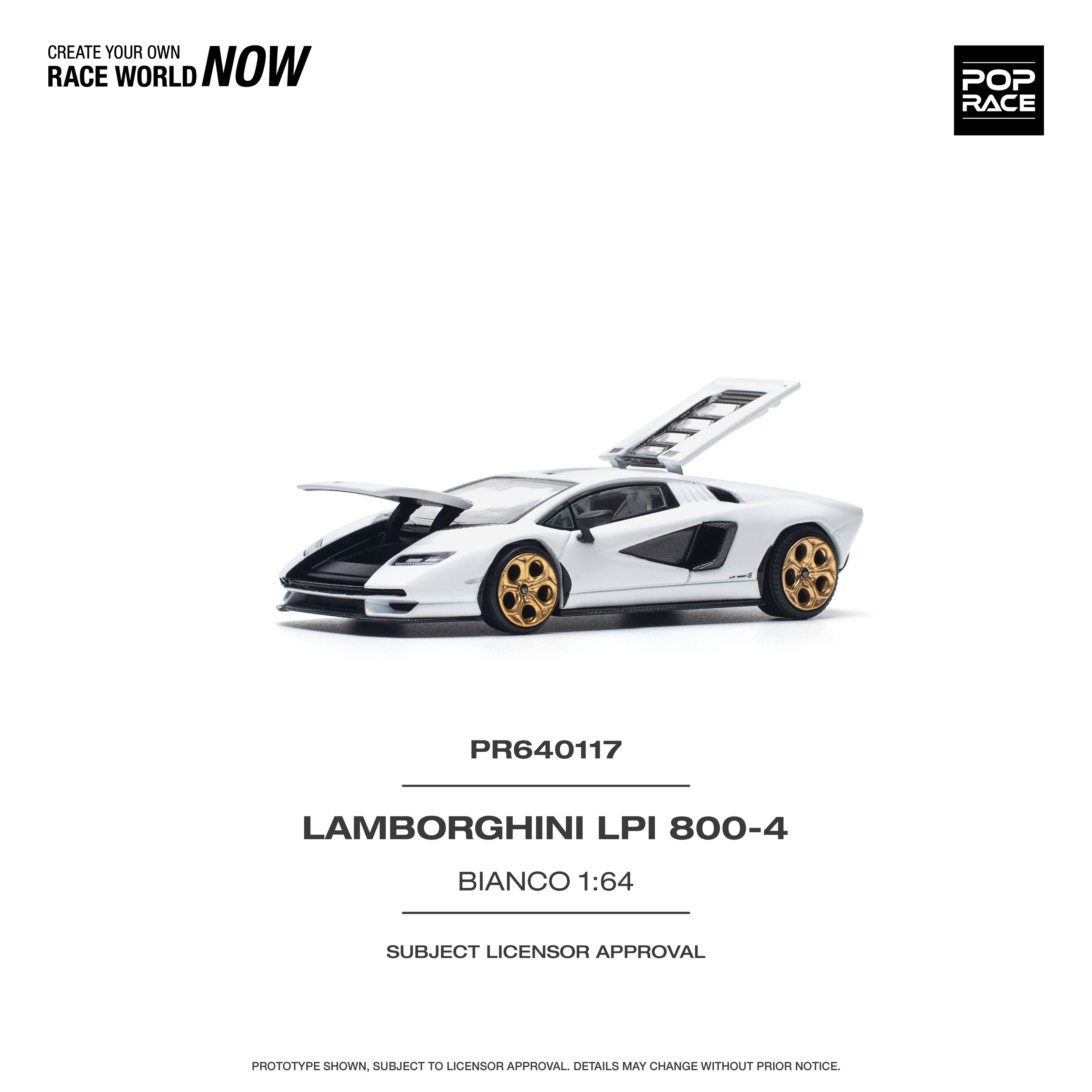 POP RACE MODEL 1/64 LAMBORGHINI COUNTACH LPI 800-4 BIANCO SIDERALE_4