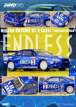 INNO MODEL 1/64 NISSAN SKYLINE GT-R (R34) #3 "ENDLESS ADVAN" Super Taikyu Series 2002 Winner