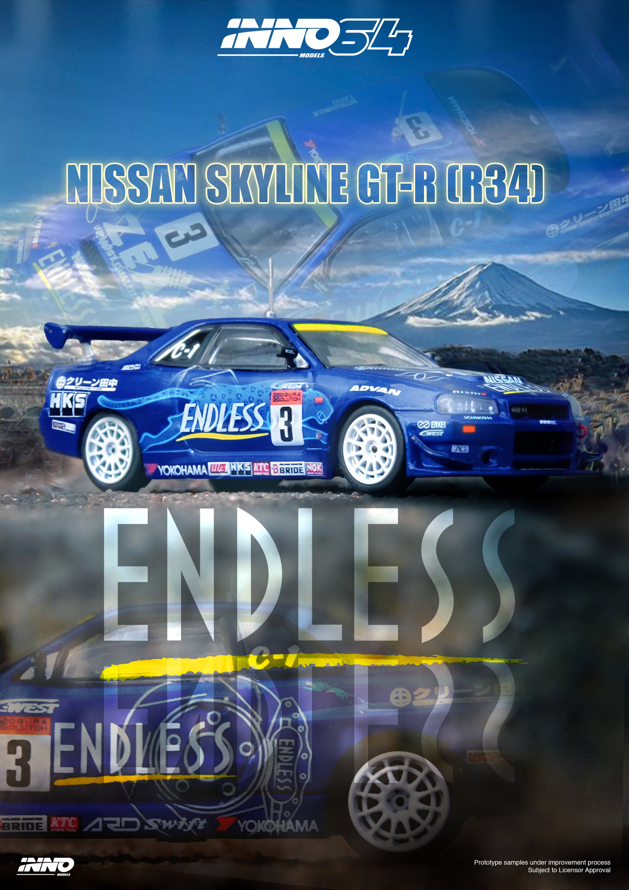 INNO MODEL 1/64 NISSAN SKYLINE GT-R (R34) #3 "ENDLESS ADVAN" Super Taikyu Series 2002 Winner_1