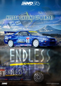 INNO MODEL 1/64 NISSAN SKYLINE GT-R (R34) #3 "ENDLESS ADVAN" Super Taikyu Series 2002 Winner