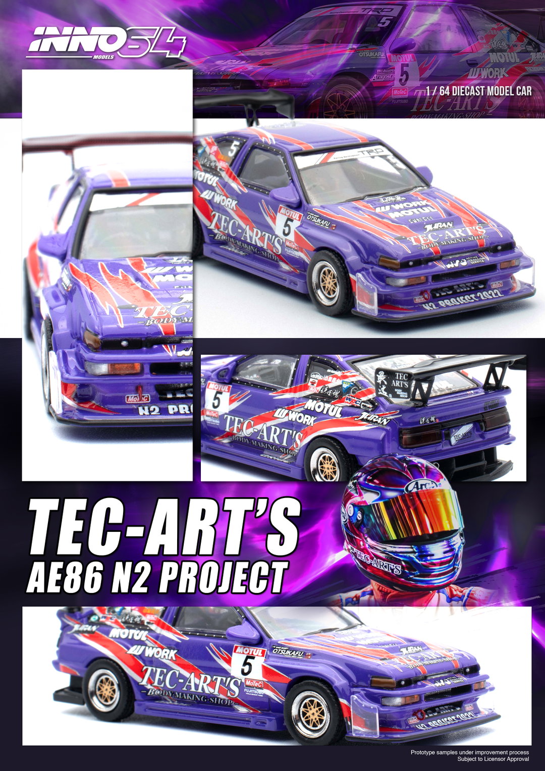 INNO MODEL 1/64 TOYOTA SPRINTER TRUENO AE86 N2 PROJECT BY Tec-Art's