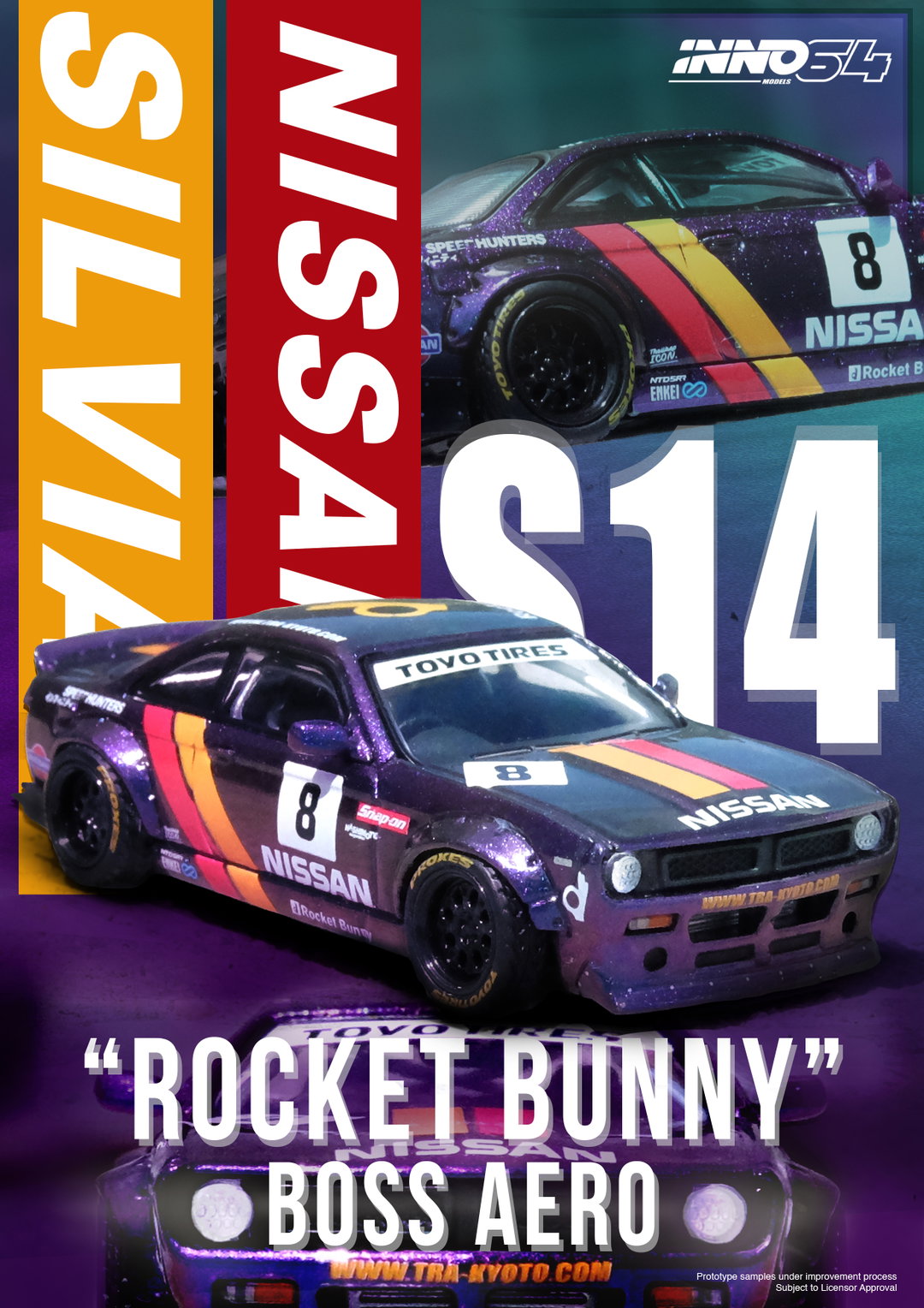 INNO MODEL 1/64 NISSAN SILVIA (S14) BOSS "ROCKET BUNNY" Purple