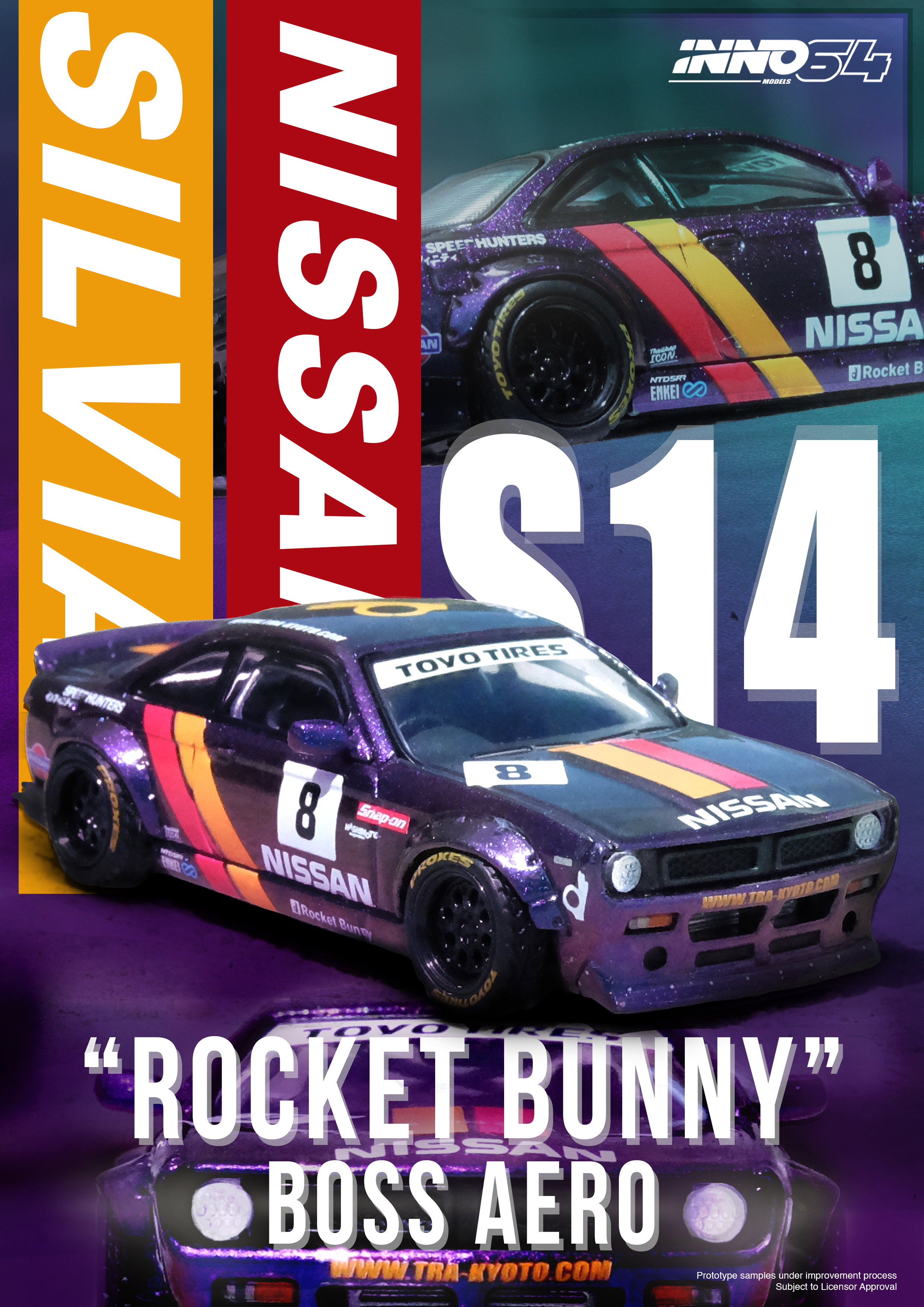 INNO MODEL 1/64 NISSAN SILVIA (S14) BOSS "ROCKET BUNNY" Purple