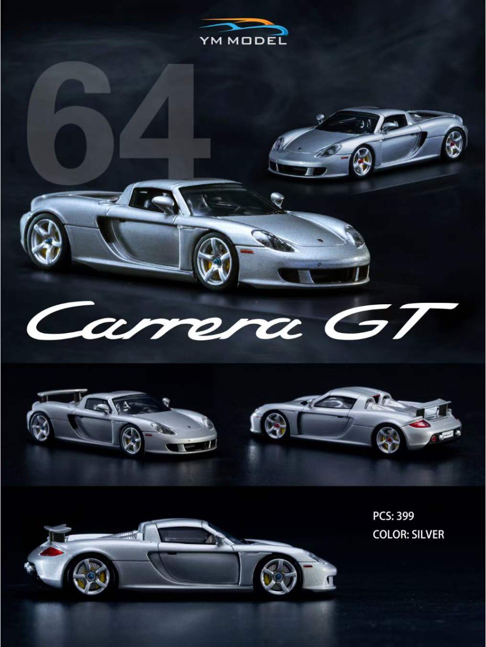 YM MODEL 1/64 PORSCHE CARRERA GT - SILVER (RESIN)_0
