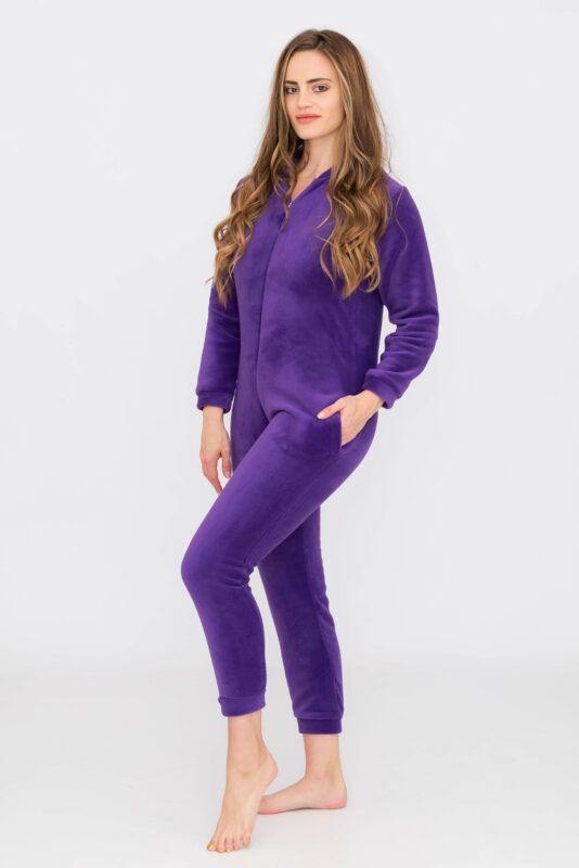 Ladies hooded jumpsuit pyjama with pockets _0