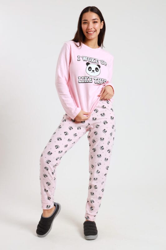 Ladies micro fleece Long sleeve pyjama set_1