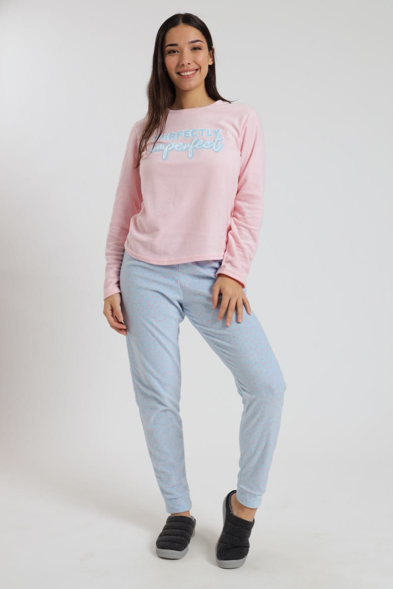 Ladies micro fleece Long sleeve pyjama set_2