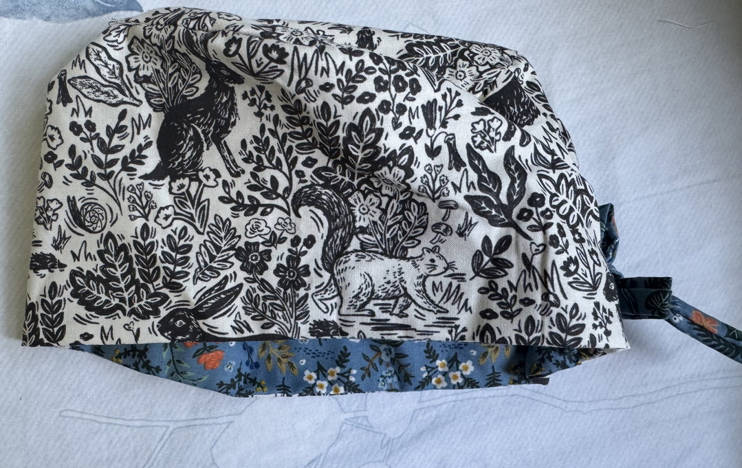 Rifle Paper Monochrome Rabbits Reversible Scrub Cap