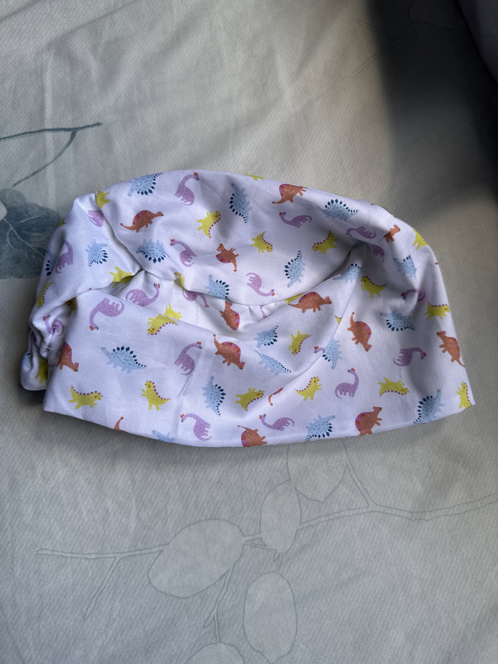 Bunnies / pastel Dinos reversible scrub cap_1