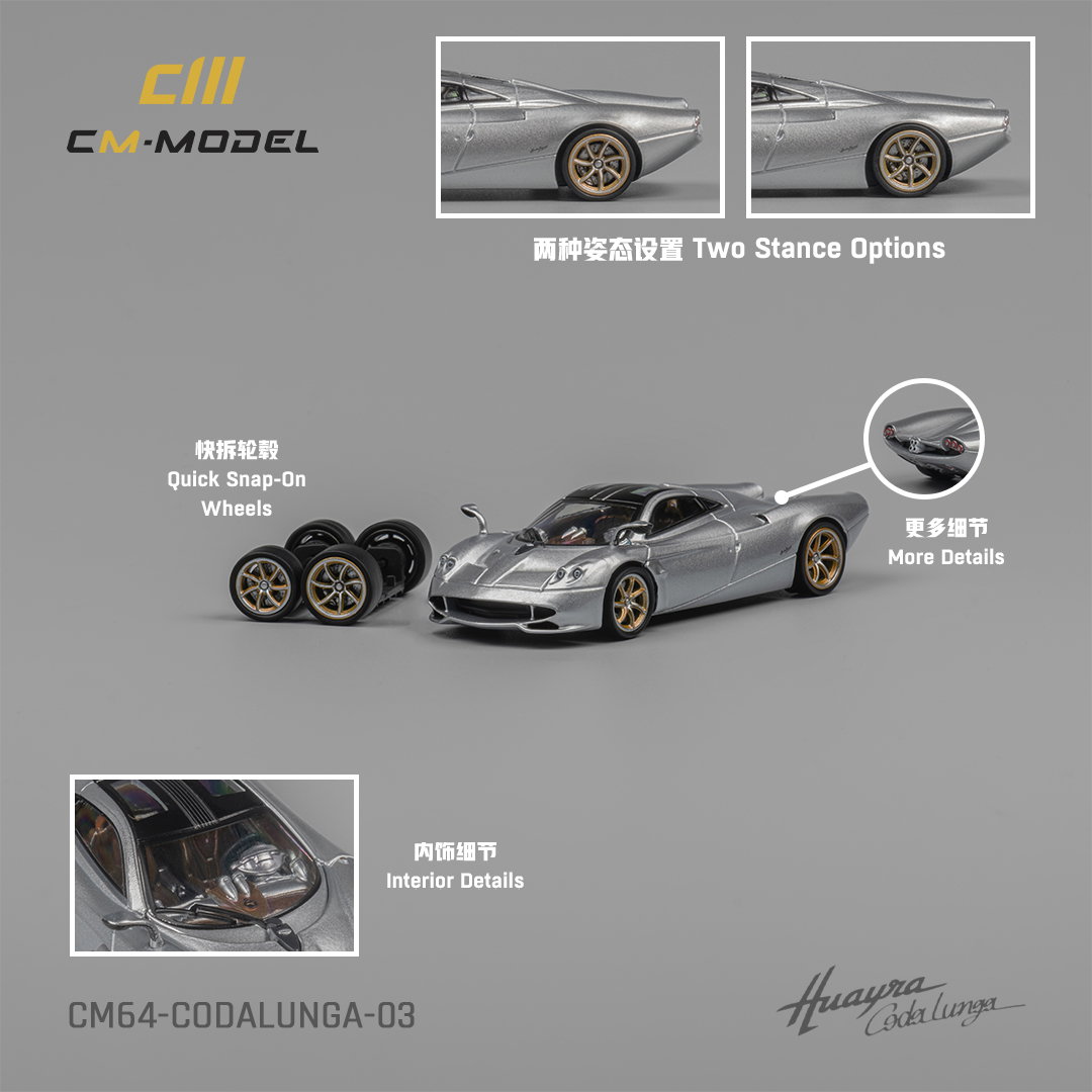 CM MODEL 1/64 PAGANI CODALUNGA - METALLIC SILVER