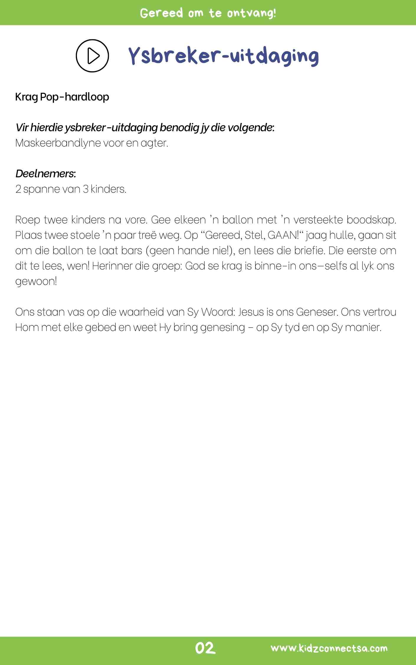 Op Jou Merke, Gereed, Gaan! – Kinderbediening Kurrikulum _3