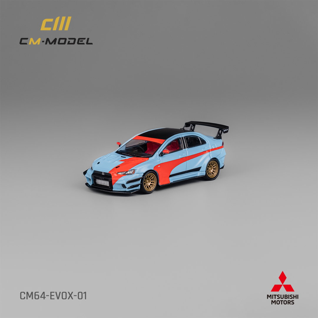 CM MODEL 1/64 MISUBISHI LANCER EVO 10 VARIS WIDEBODY - ORANGE & BLUE_1