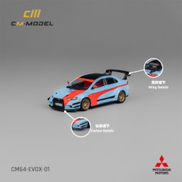 CM MODEL 1/64 MISUBISHI LANCER EVO 10 VARIS WIDEBODY - ORANGE & BLUE