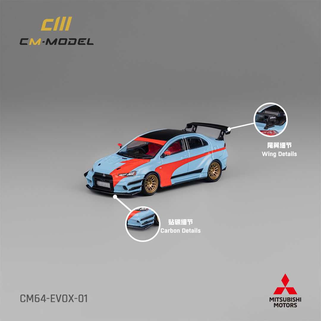 CM MODEL 1/64 MISUBISHI LANCER EVO 10 VARIS WIDEBODY - ORANGE & BLUE