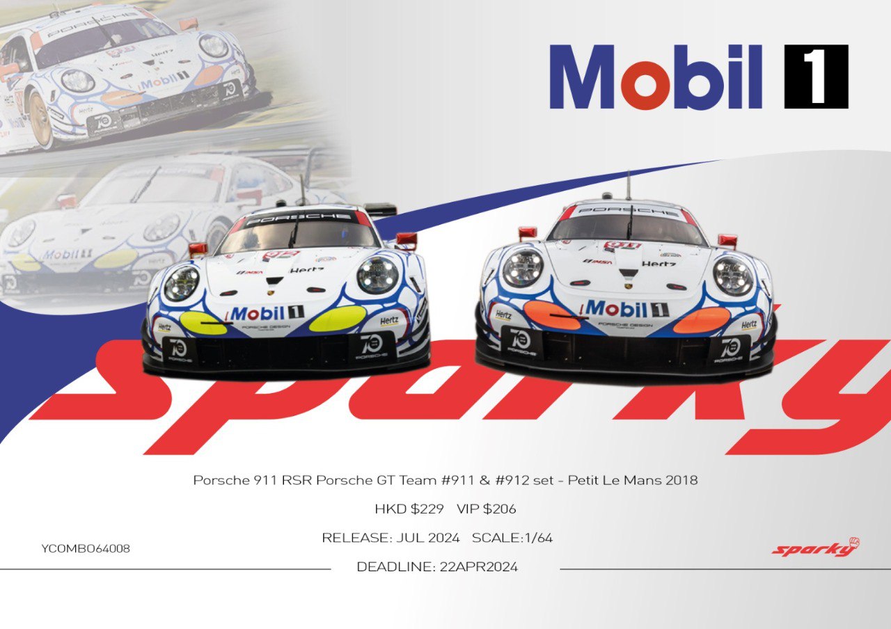 SPARKY MODEL 1/64 Porsche 911 RSR Porsche GT Team - Petit Le Mans 2018 - P. Pilet - N.Tandy - F.Makowiecki #911 & L.Vanthoor - M.Jaminet - E.Bamber #912 _0