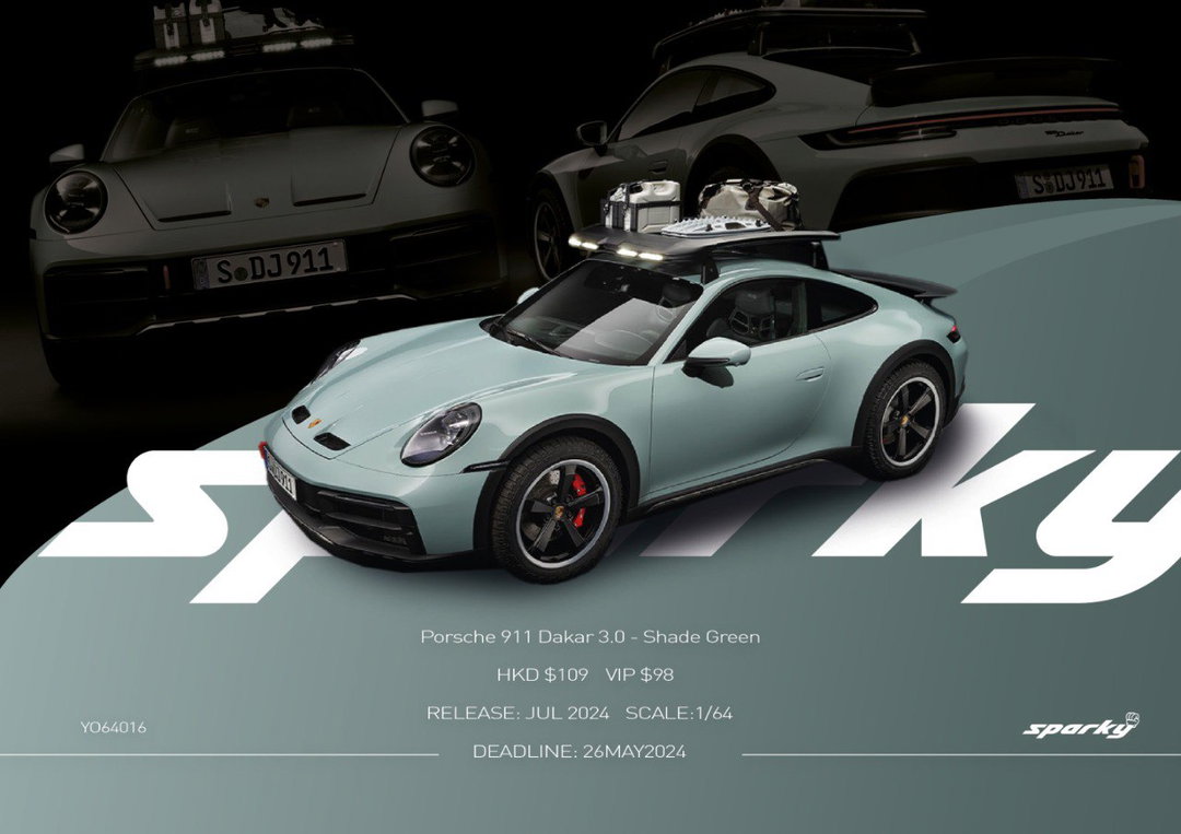 SPARKY MODEL 1/64 PORSCHE 911 DAKAR 3.0 - SHADE GREEN
