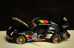 PGM MODEL 1/64 PORSCHE RWB964 BLACK APPLE #90