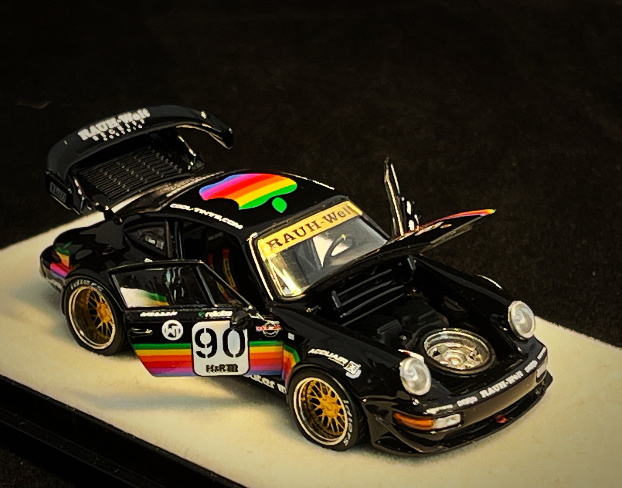PGM MODEL 1/64 PORSCHE RWB964 BLACK APPLE #90_4