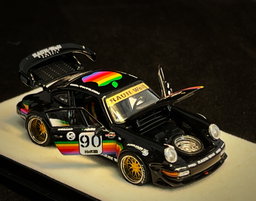 PGM MODEL 1/64 PORSCHE RWB964 BLACK APPLE #90