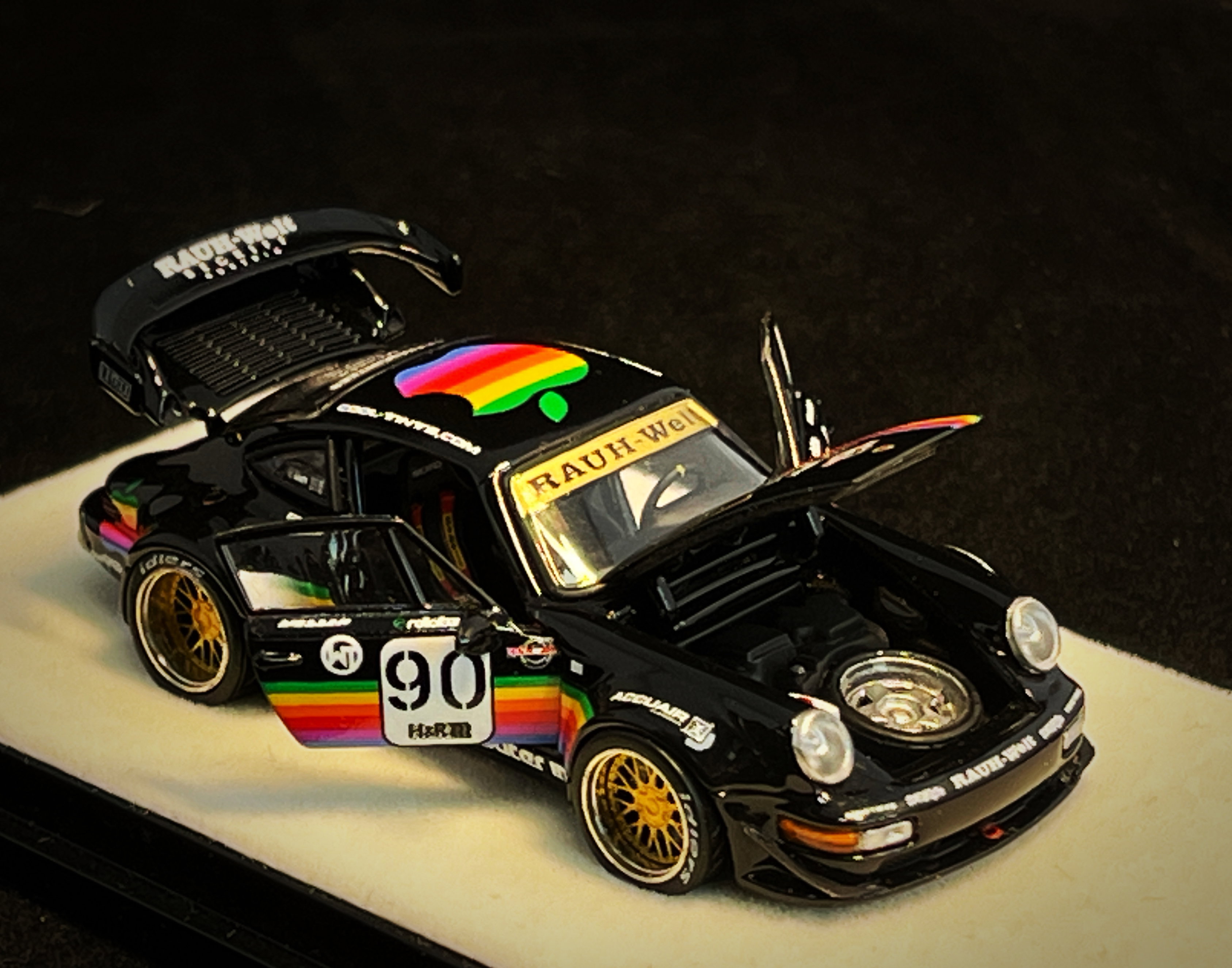 PGM MODEL 1/64 PORSCHE RWB964 BLACK APPLE #90_4